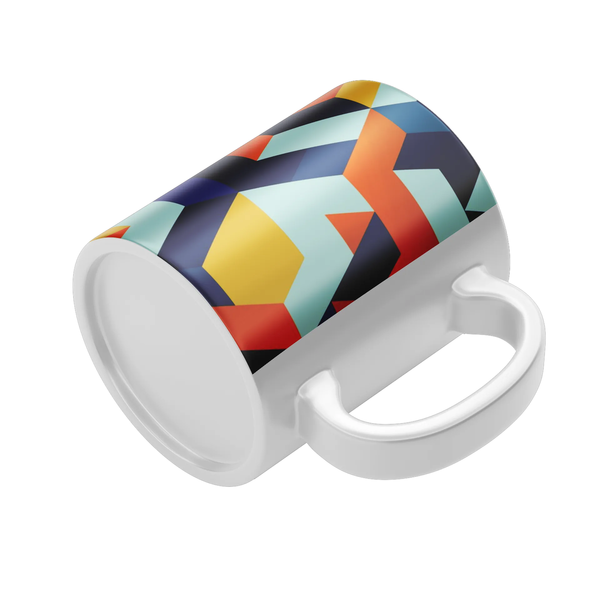 Caneca Estampa Geométrica Azul Laranja 325ml - Imagem 4