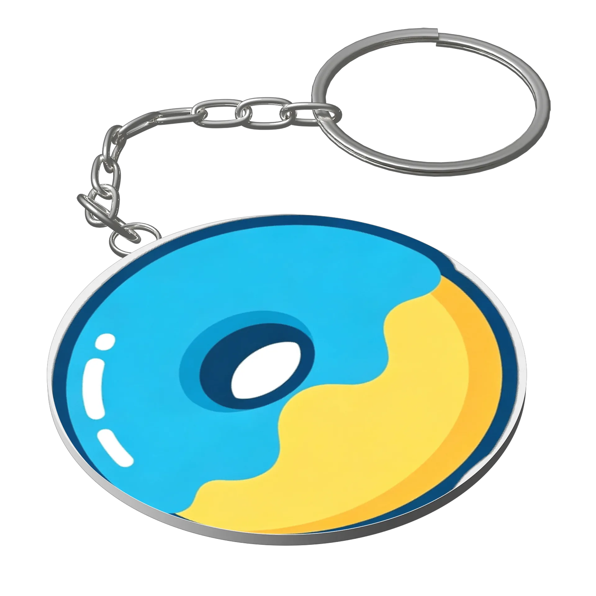 Chaveiro MDF Donut Azul e Amarelo 5x5cm - Imagem 1