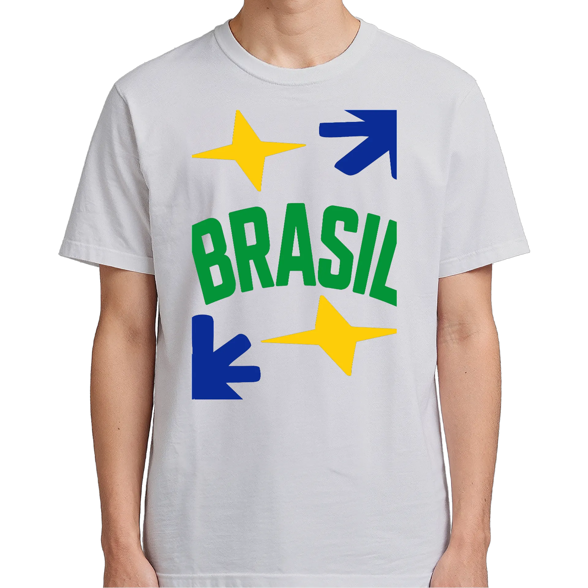 Camiseta Brasil Estrelas Tipográfica 100% Algodão - Imagem 3