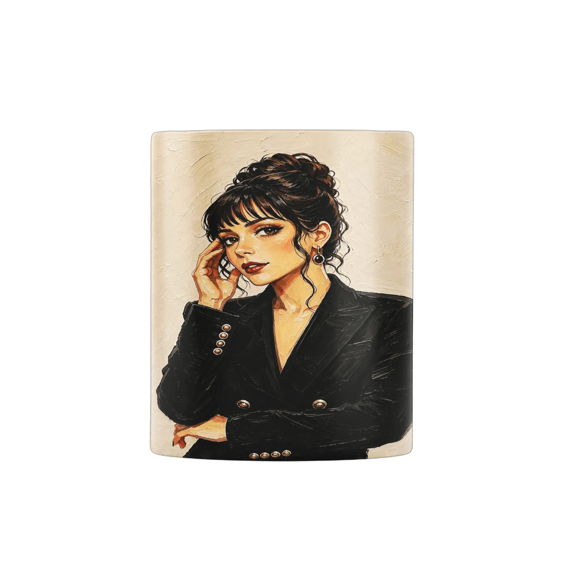 Caneca Porcelana Retrato Mulher Elegante 325ml - Imagem 3