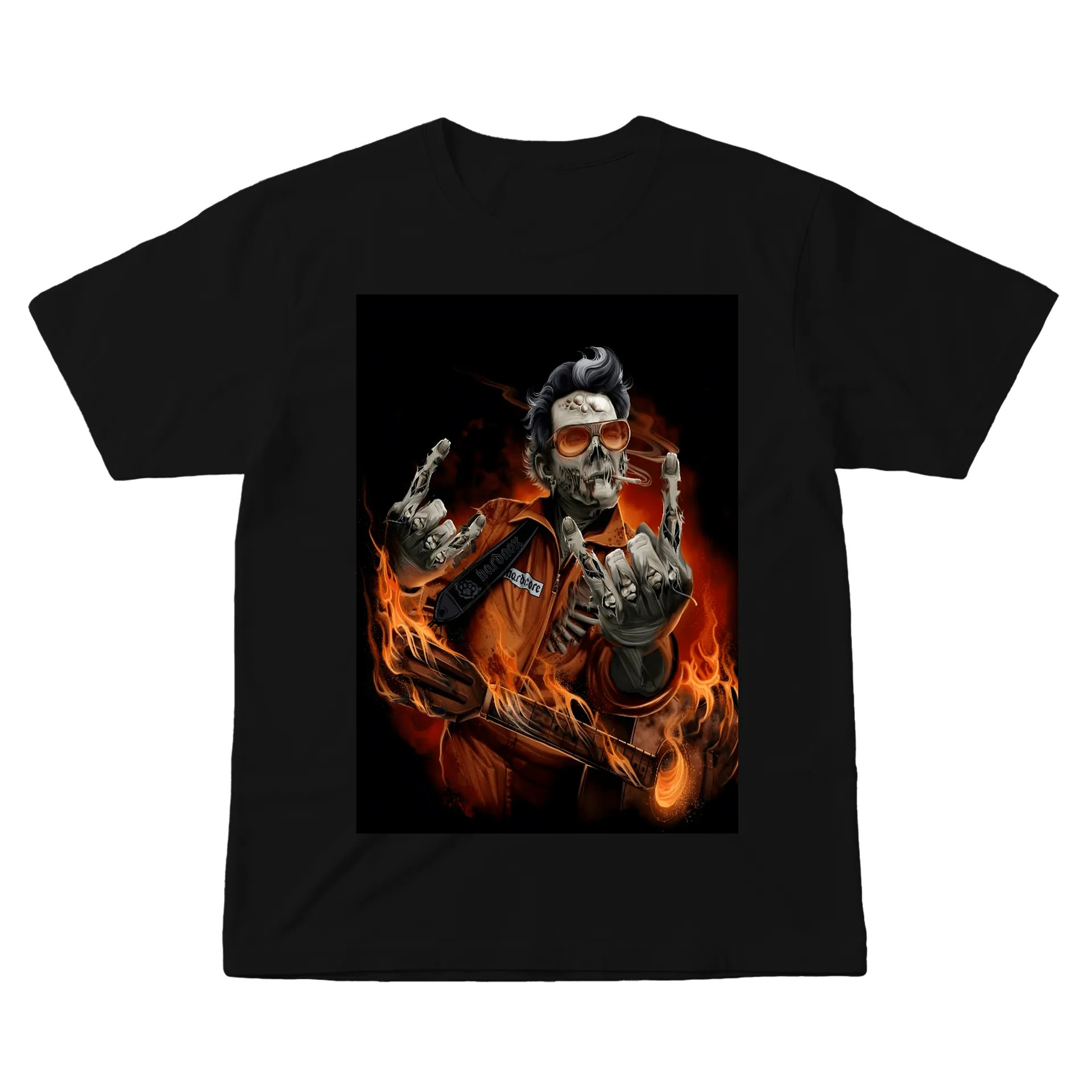 Camiseta Esqueleto Rockeiro com Guitarra 100% Algodão de Mohawk Co. — imagem 1 de 6