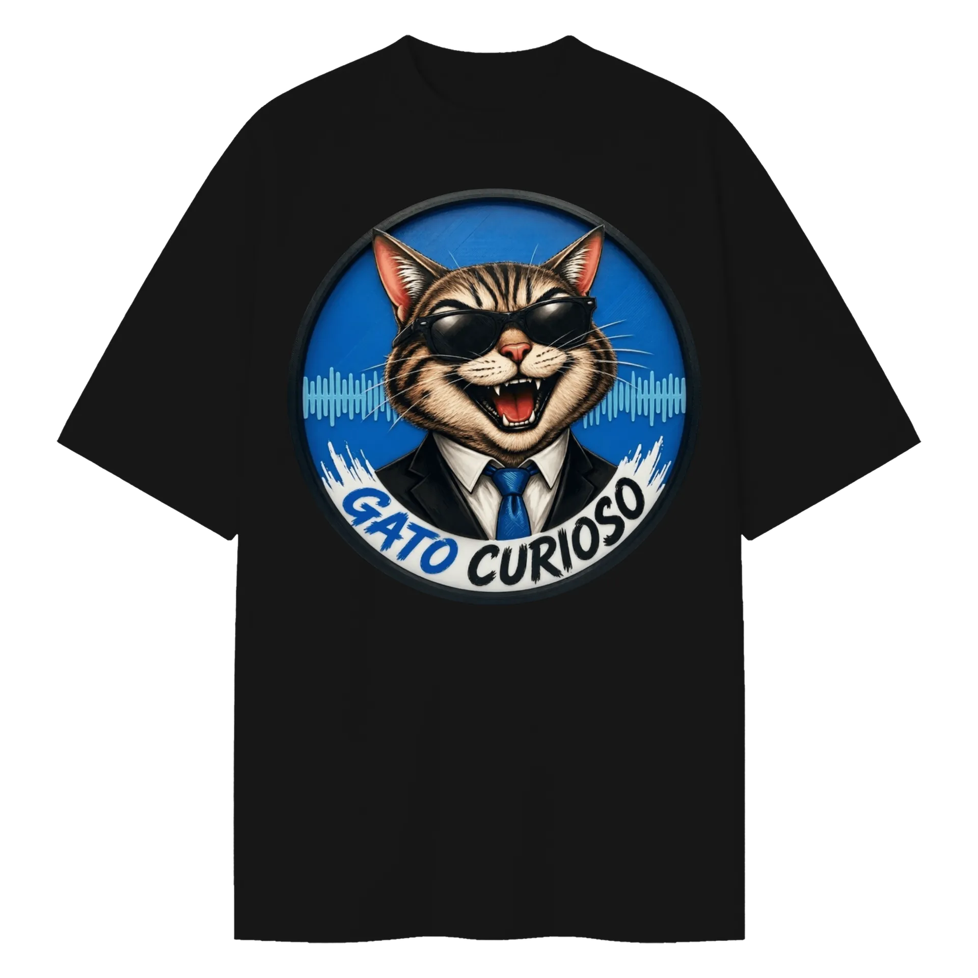 Camiseta Oversized de Gato Curioso  — imagem 1 de 6