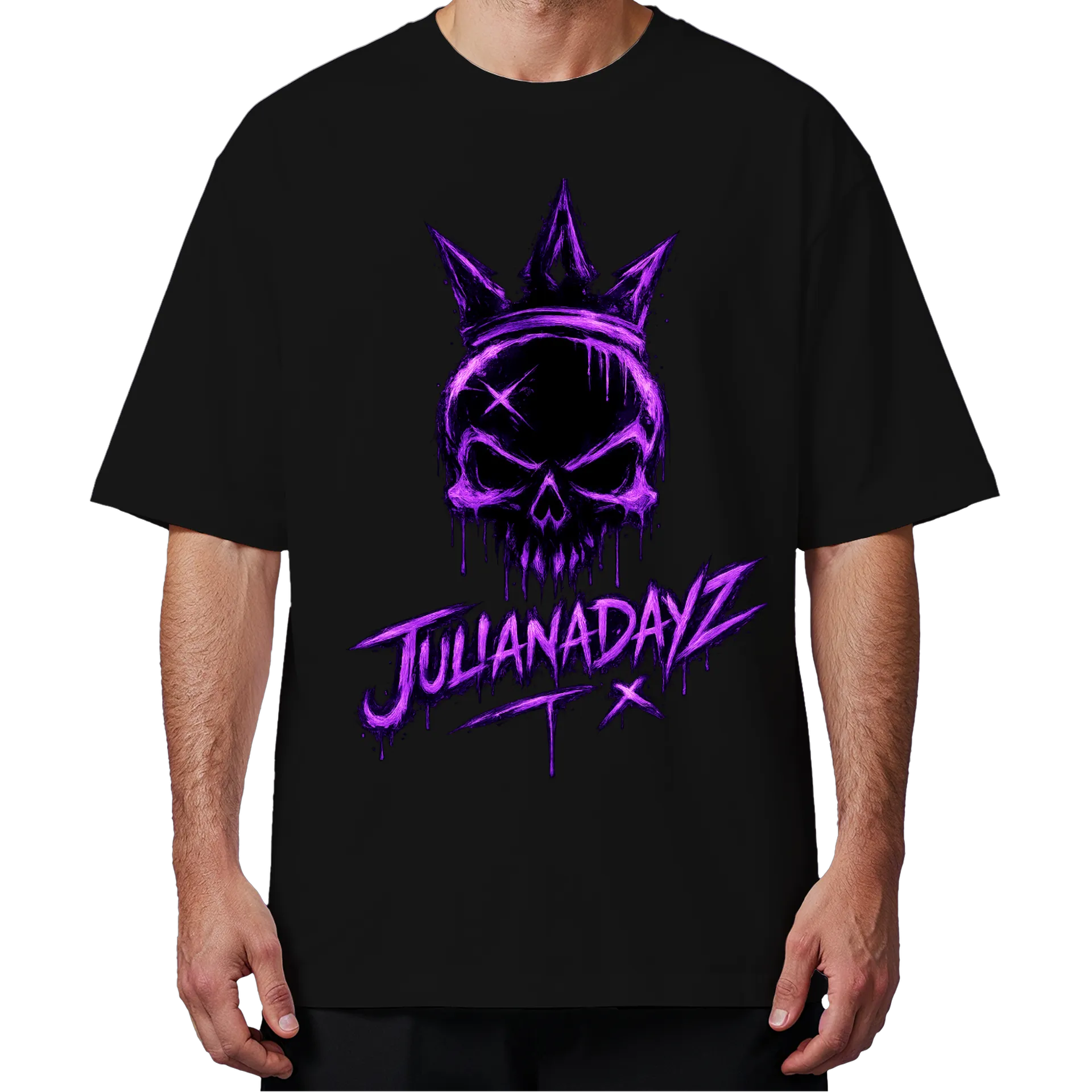 Camiseta Oversized Caveira Coroado Roxo - Imagem 4