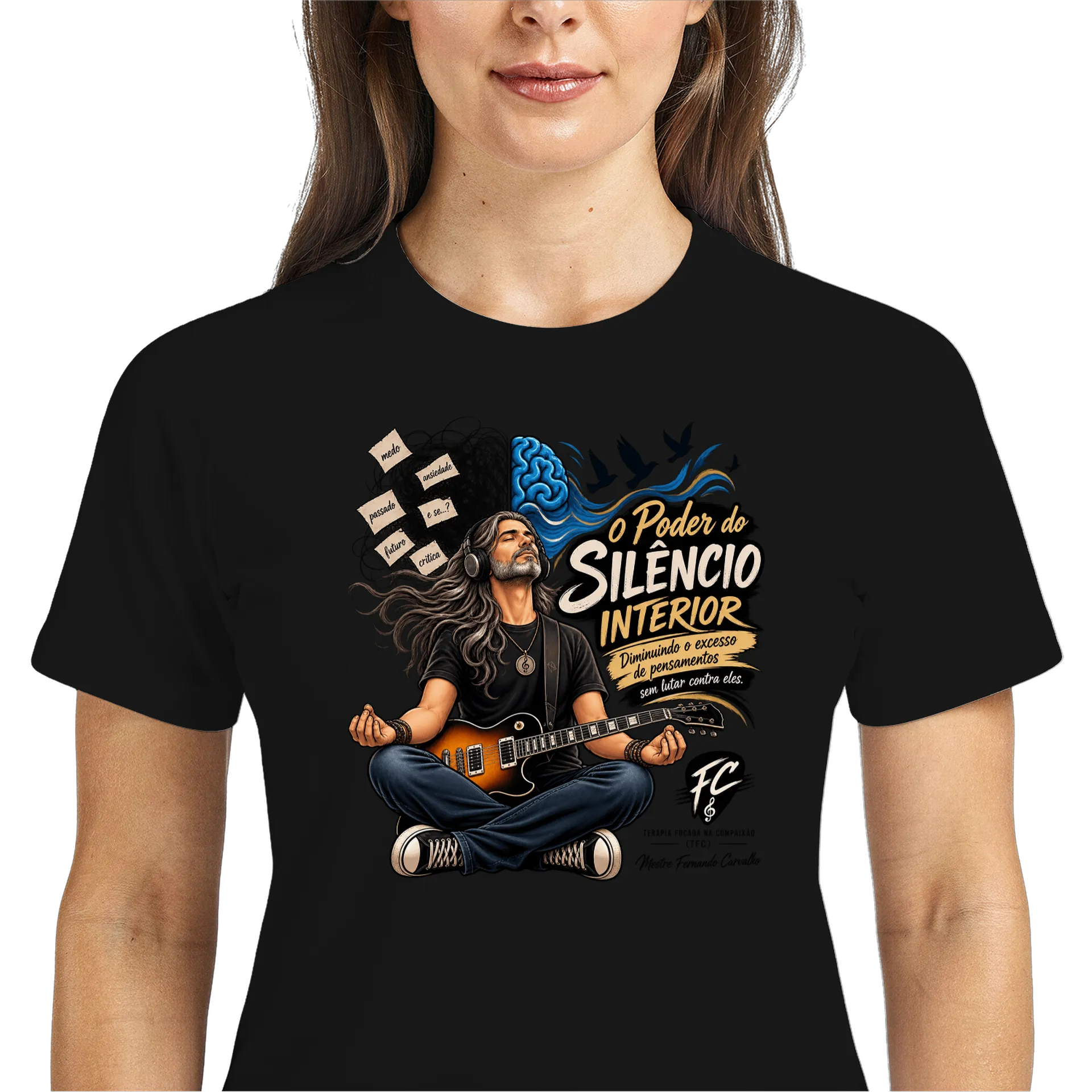 Camiseta Dry Fit Mulher Silêncio Interior Estampa - Imagem 3