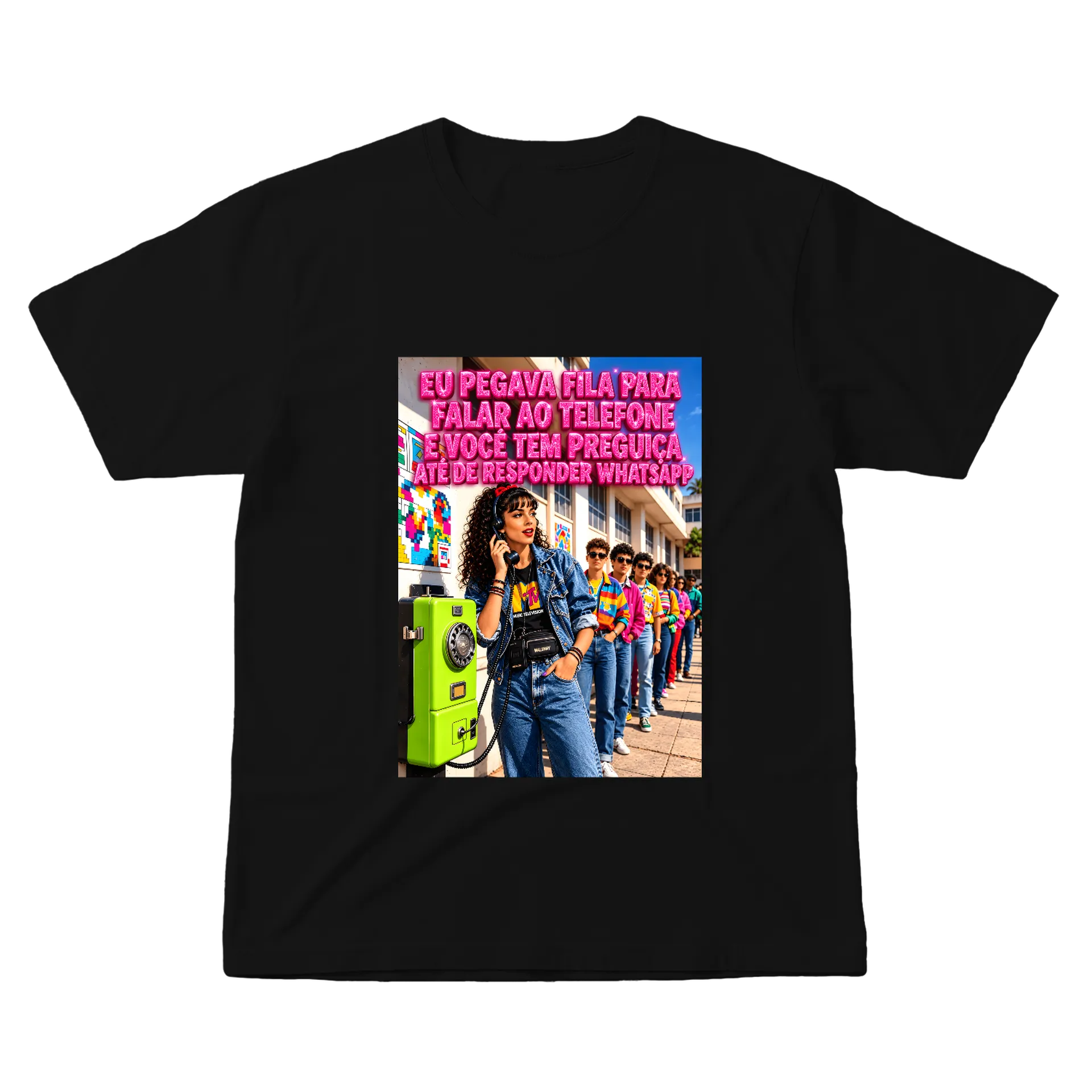 Camiseta Estampa Neon Fita Fucsia 100% Algodão - Imagem 1