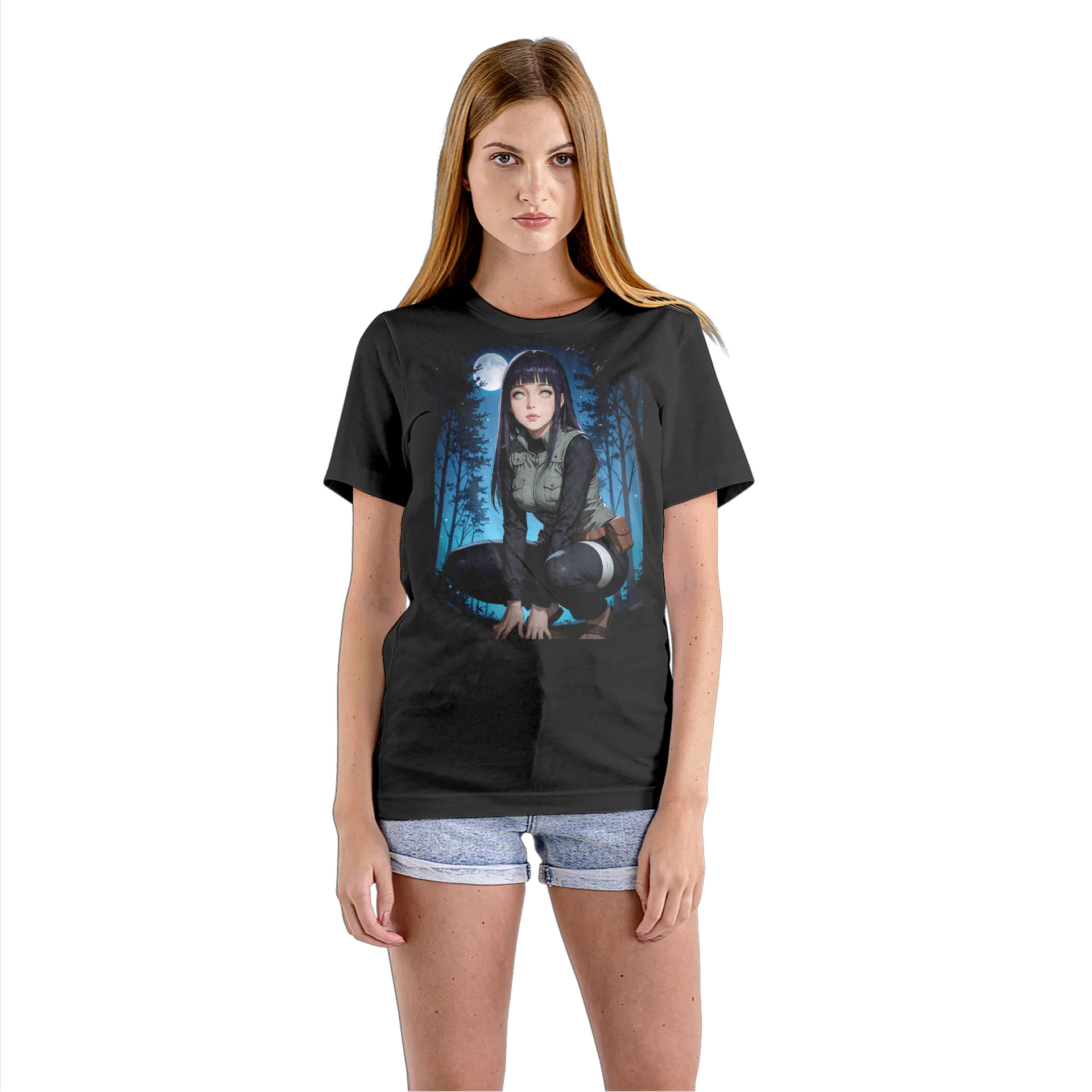 Camiseta Babylook Mulher Anime Floresta Noturna 100% Algodão - Imagem 3