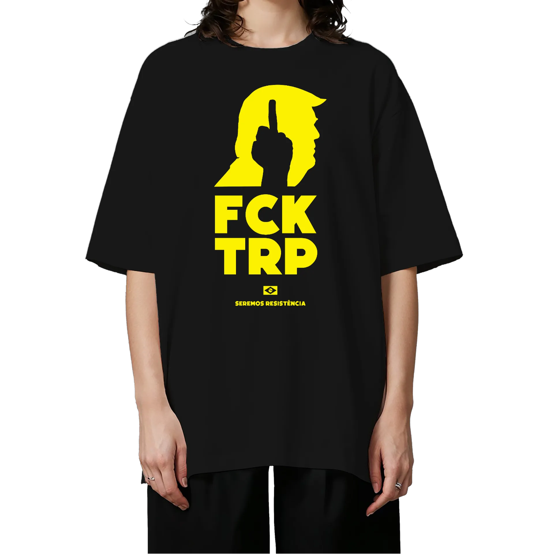 Camiseta Oversized FCK TRP Amarelo e Preto - Imagem 3
