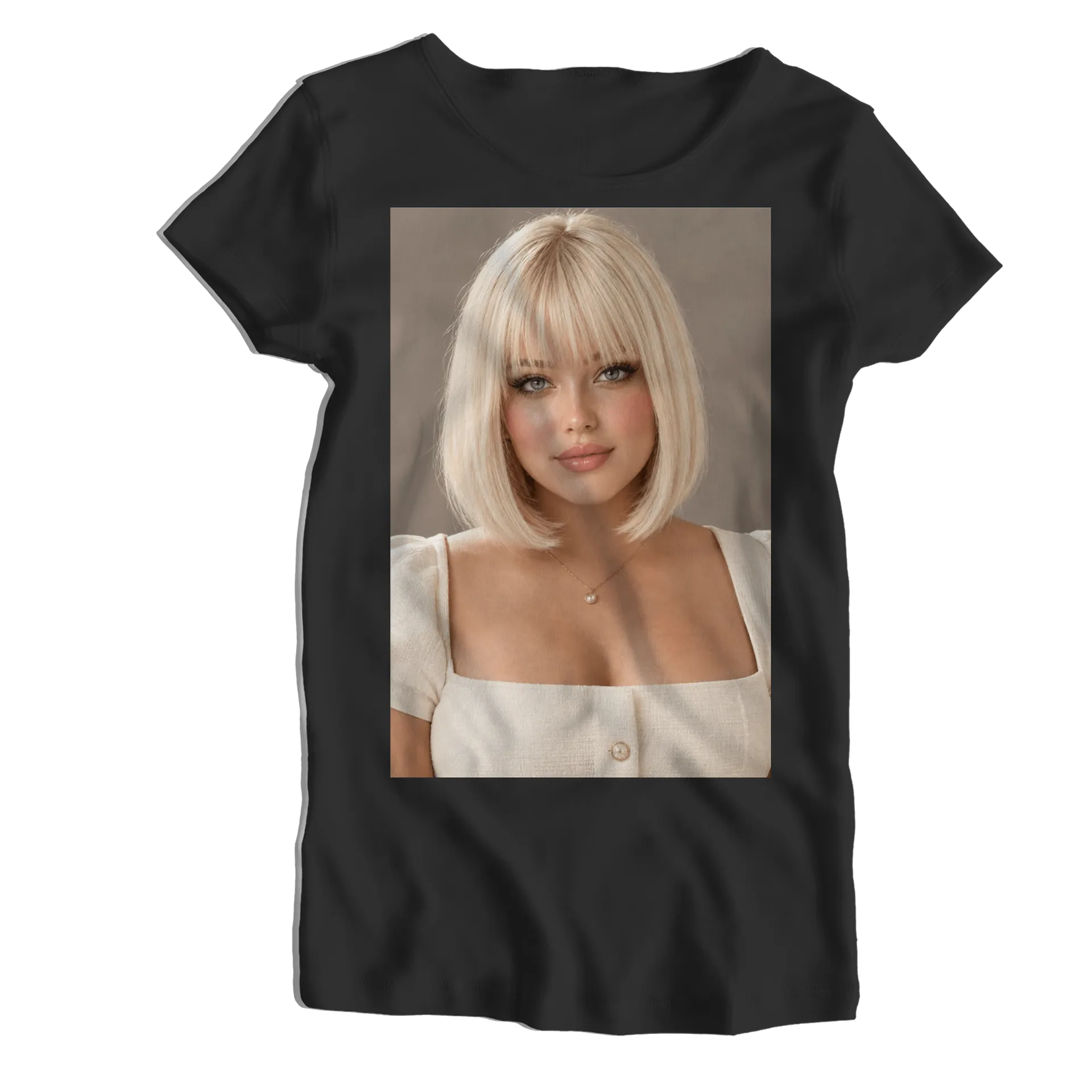 Camiseta Babylook Retrato Feminino Realista 100% Algodão - Imagem 1