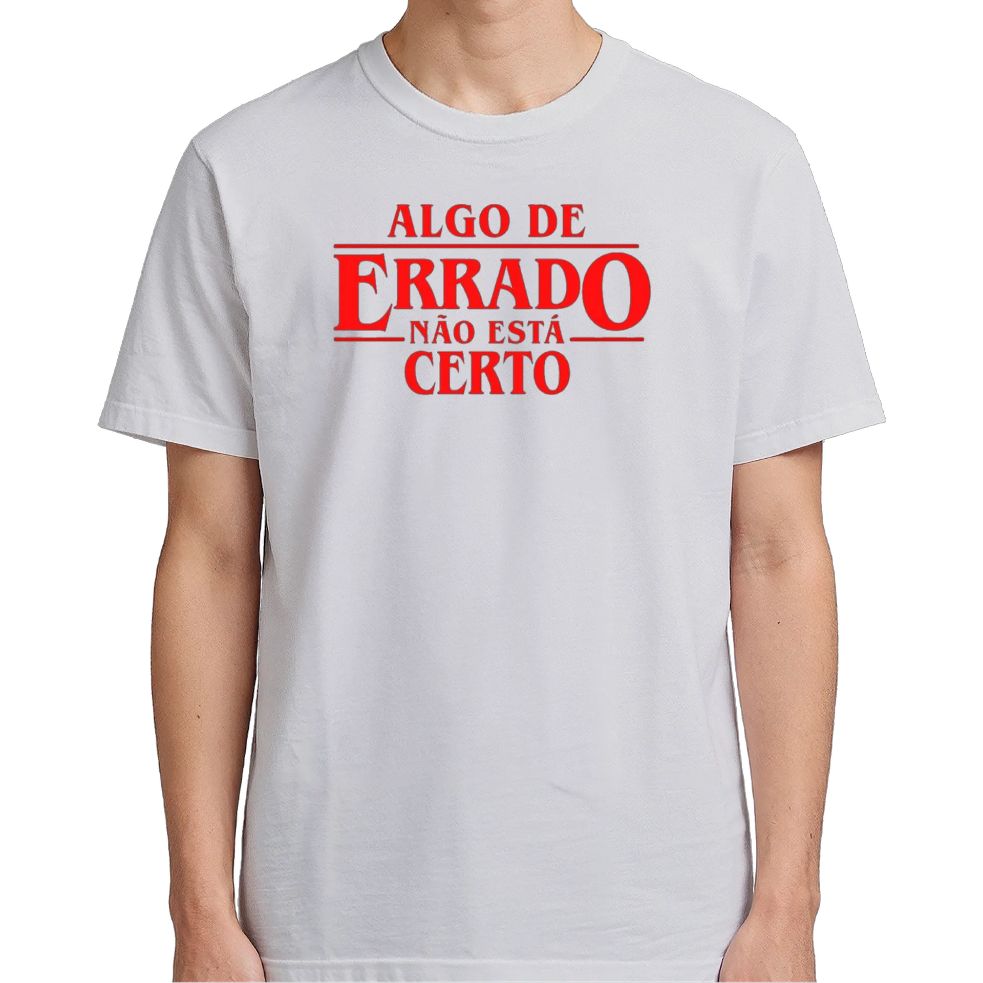 Camiseta Estampa Tipográfica Algo de Errado 100% Algodão - Imagem 5