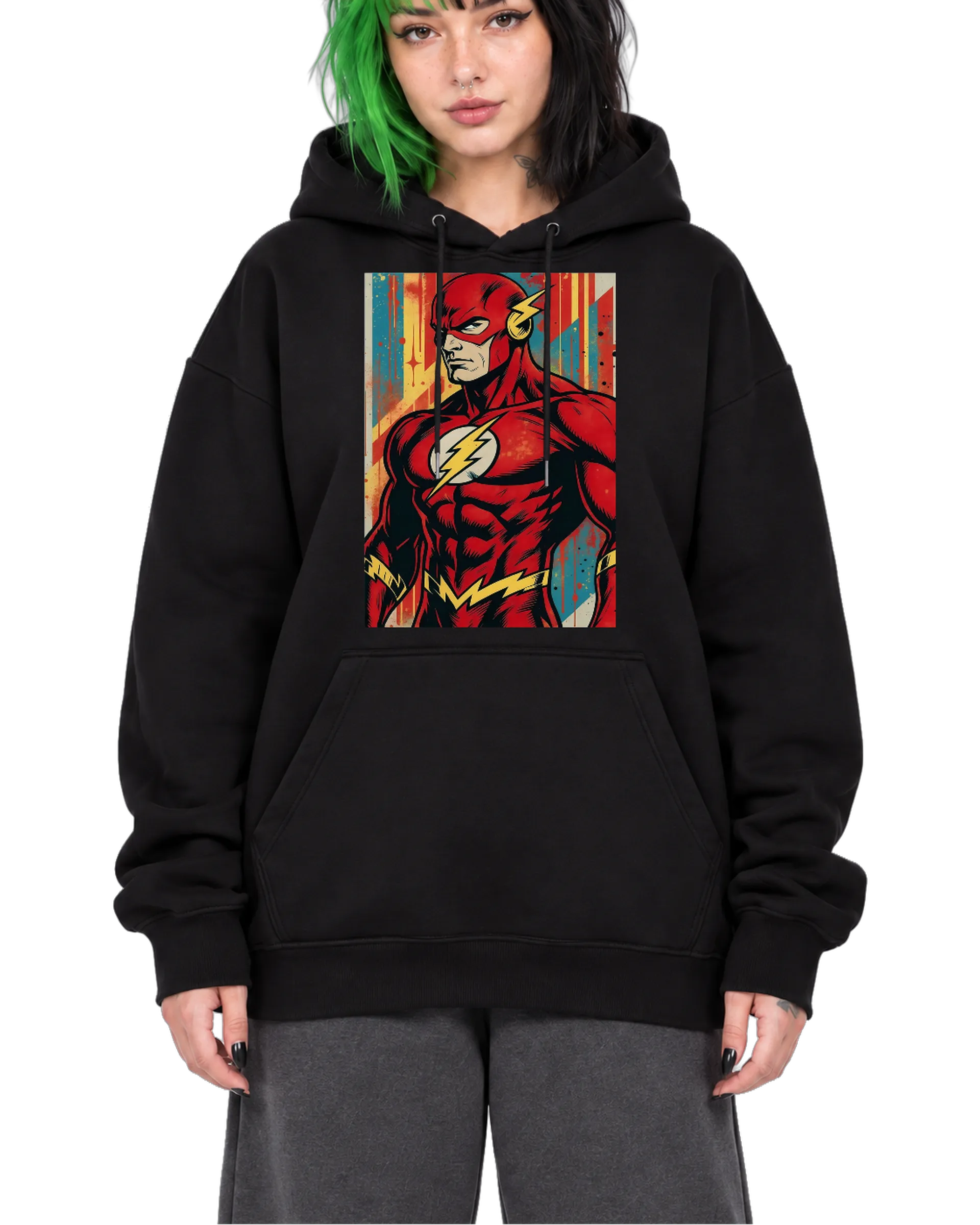 Blusa Moletom Canguru Herói Raio Estilo Retrô Colorido - Imagem 1