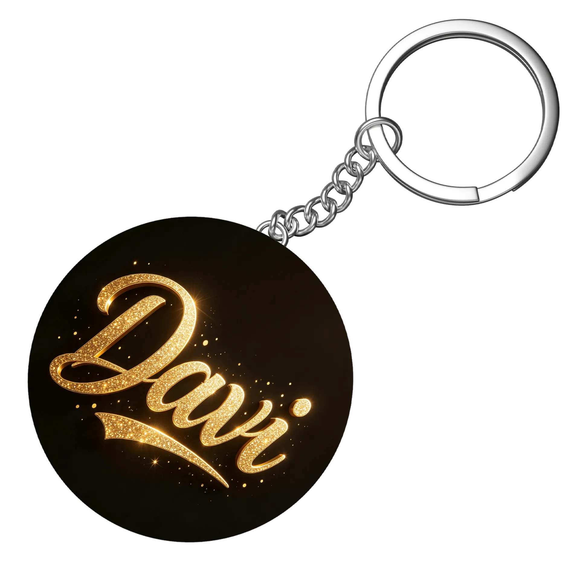 Chaveiro MDF Diamante Glitter Davi Estampa Ouro - Imagem 3