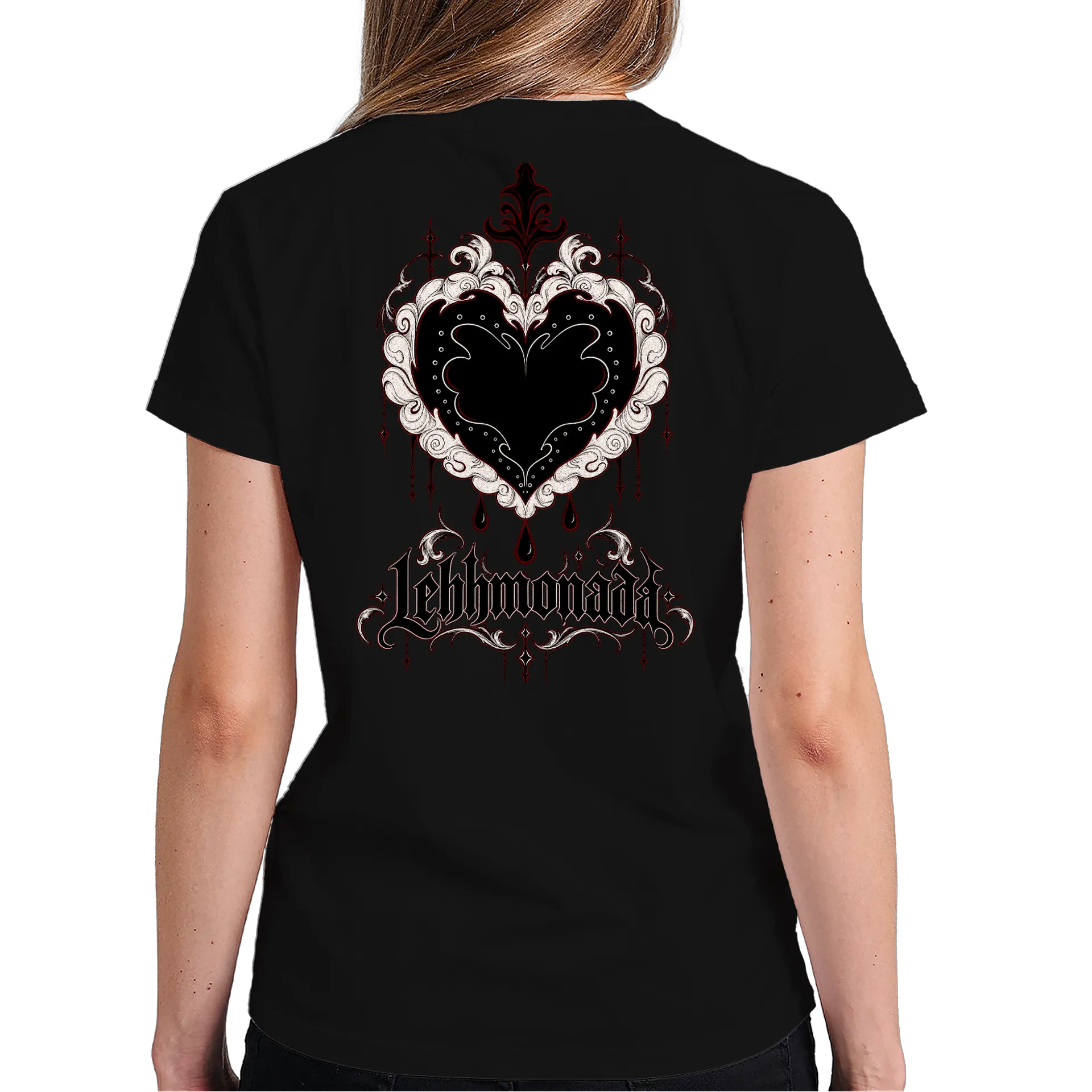 Camiseta Coração Ornamental Gótico Tipografia 100% Algodão - Imagem 4
