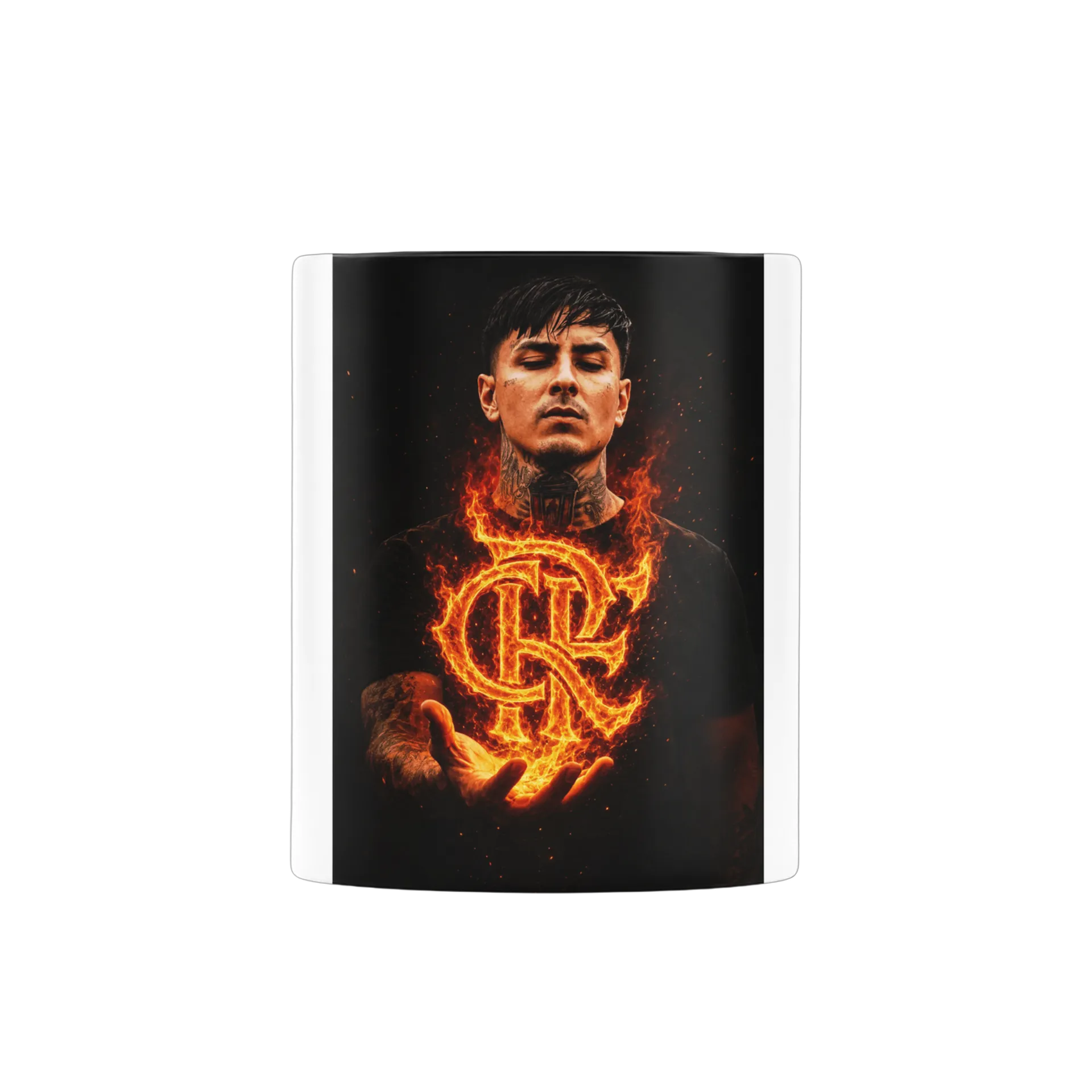 Caneca Retrato Realista com Logo em Chamas 325ml de AD10 FLATUBE  — imagem 2 de 4
