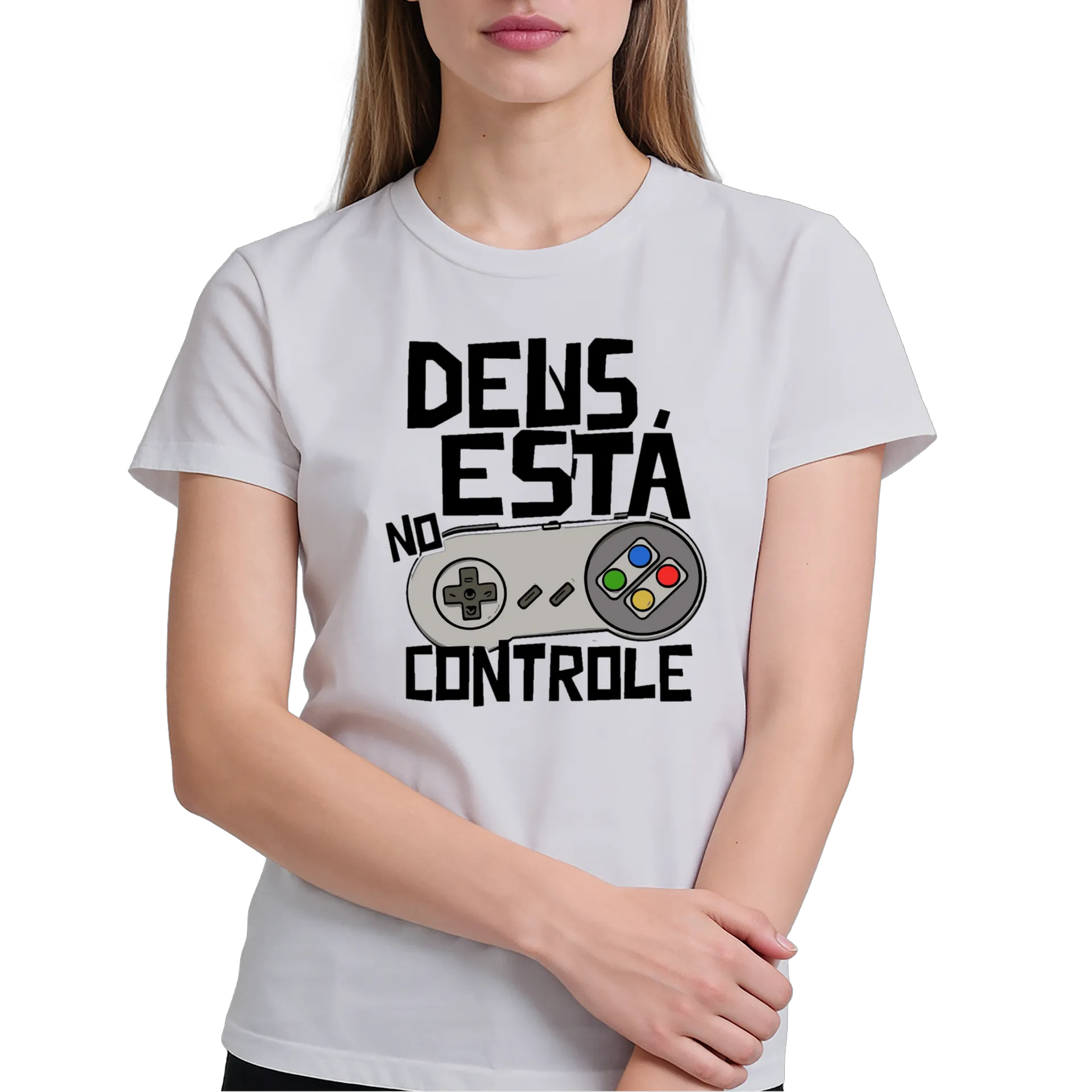 Camiseta Controle de Videogame Deus Está 100% Algodão - Imagem 4