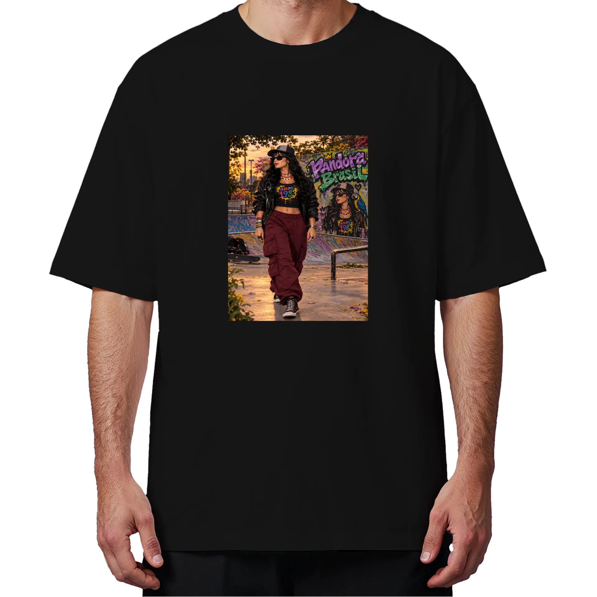 Camiseta Oversized Anos 1983 Grafite Colorido Skate - Imagem 4