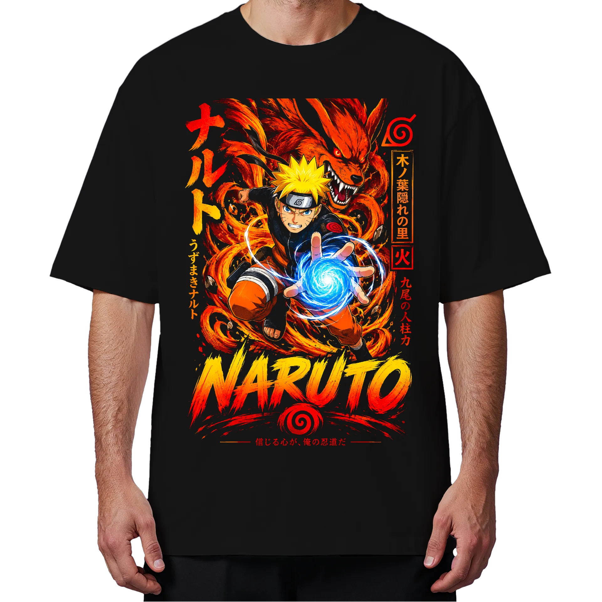 Camiseta Oversized Naruto e Kurama Anime Premium - Imagem 4
