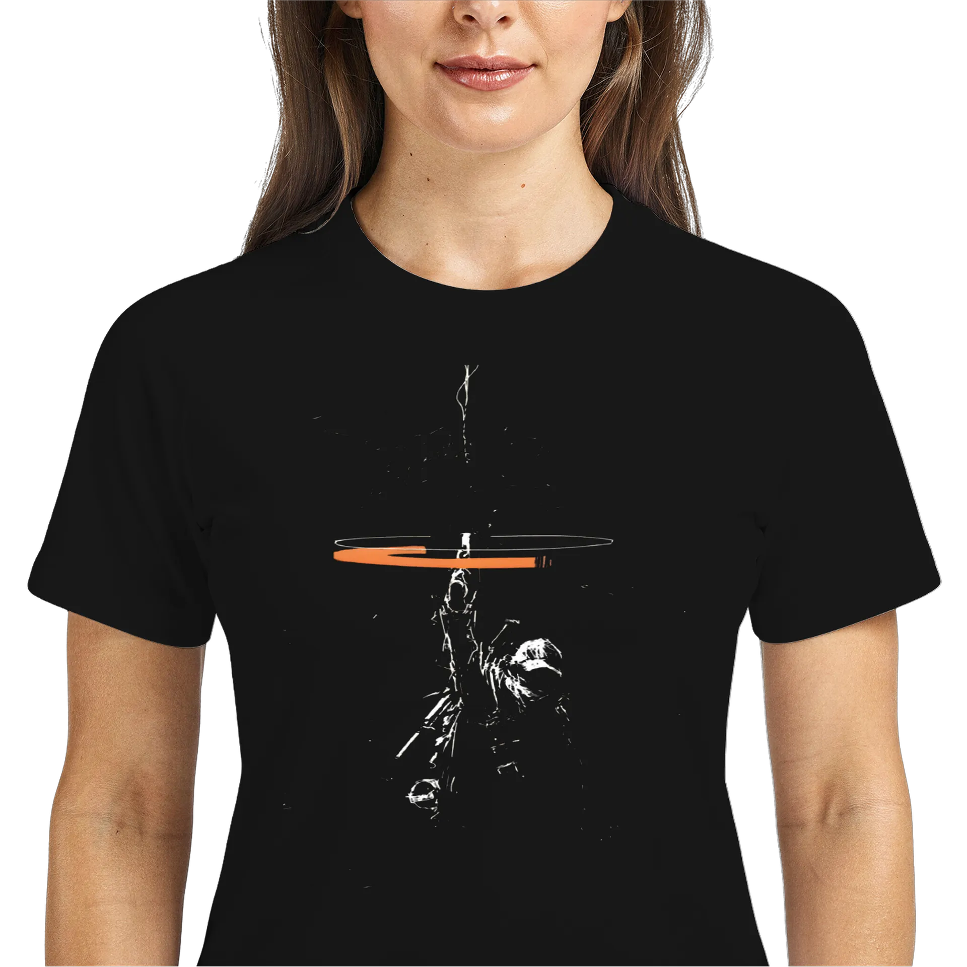 Camiseta Dry Fit Esqueleto com Foice Arte Monocromática - Imagem 3