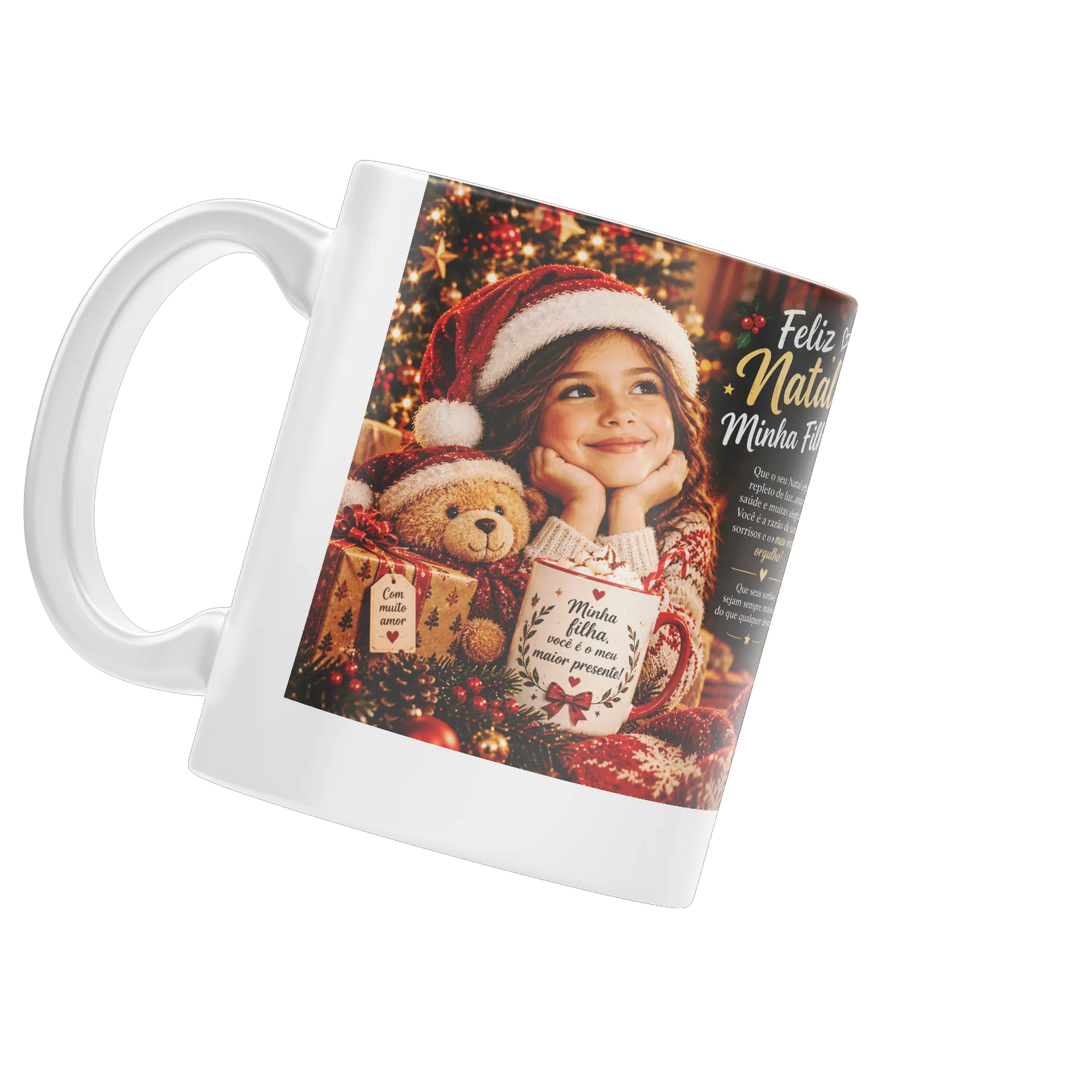 Caneca Personalizada Natal Minha Filha Foto 325ml - Imagem 3