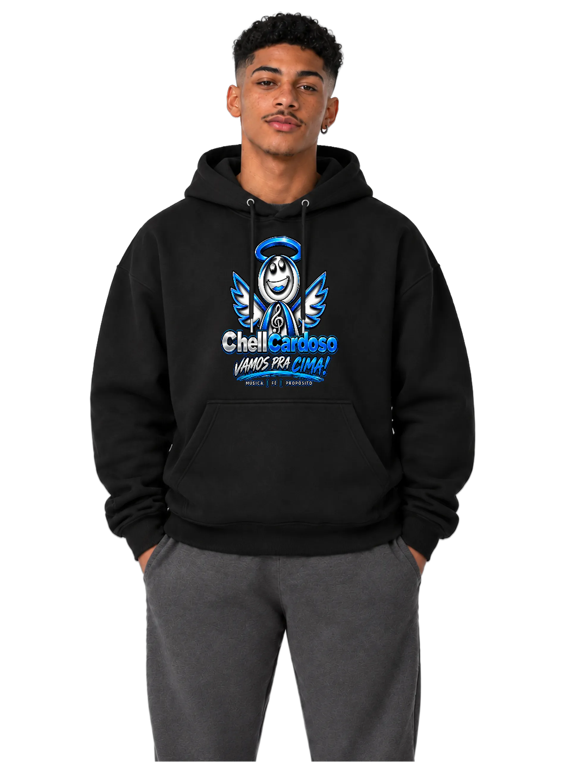 Blusa Moletom Angelical Blue Letra ChellCardboso de Chell Cardoso — imagem 3 de 6