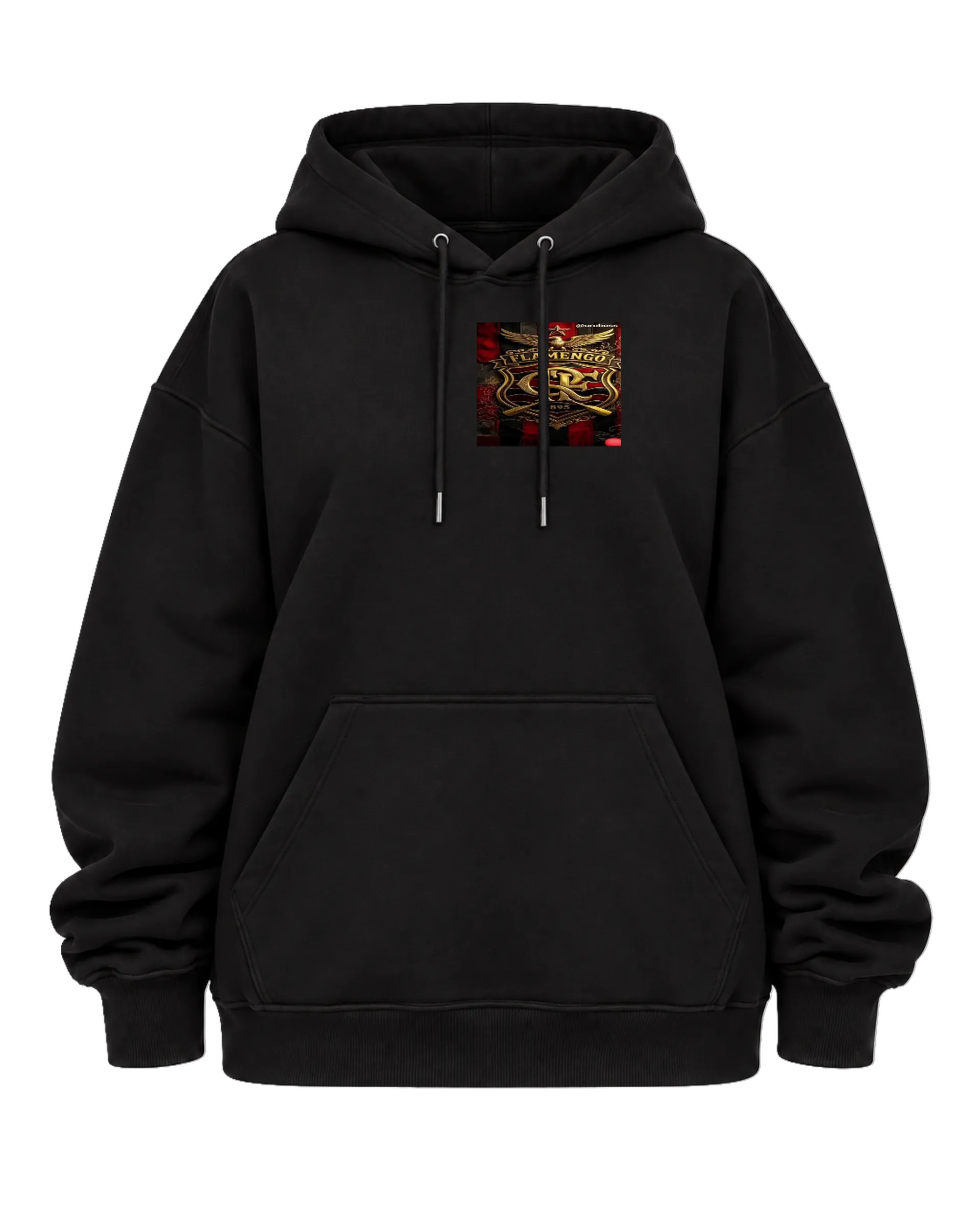 Blusa Moletom Canguru Flamengo Escudo e Troféus Vermelho e - Imagem 5