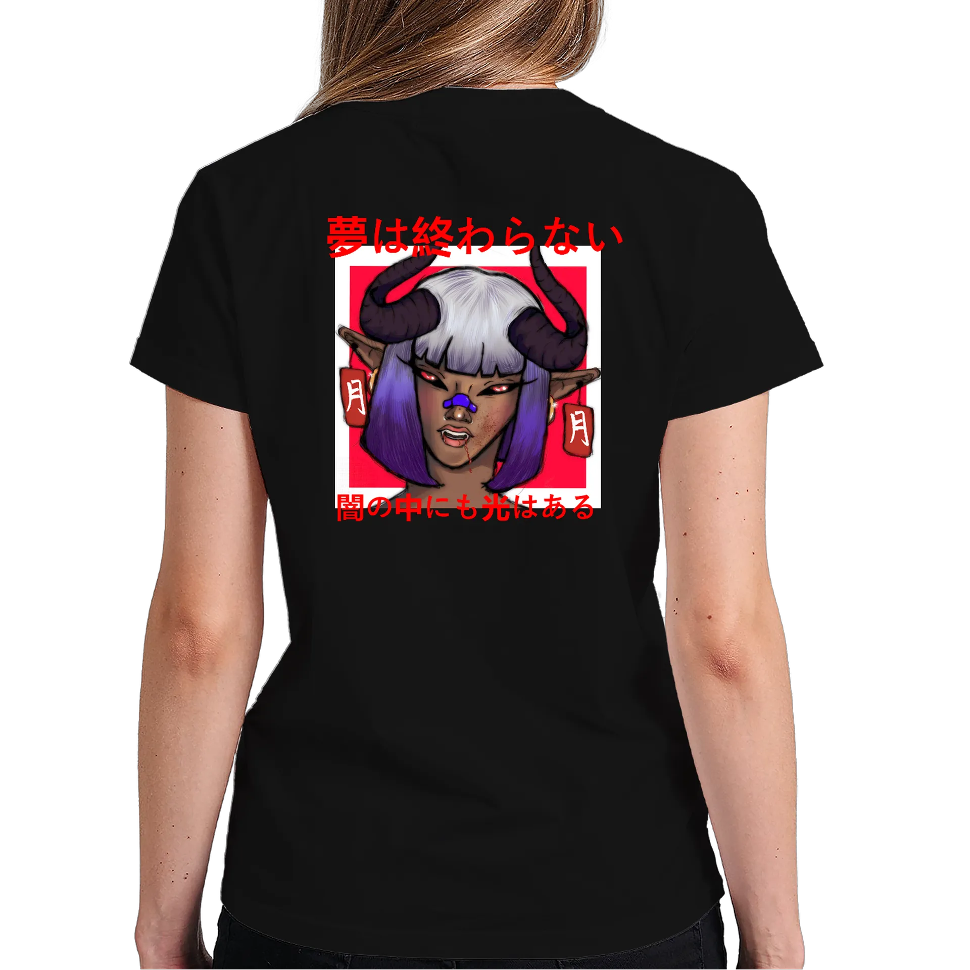 Camiseta IGAO Oni「夢は終わらない」 | Japanese  100% Algodão Preto - Imagem 6