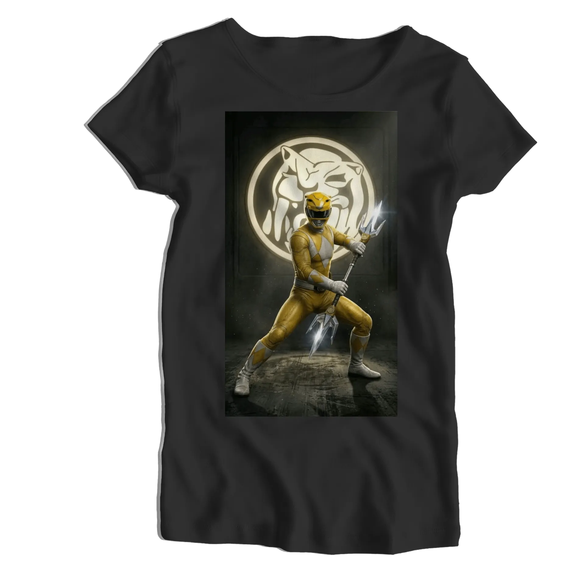 Camiseta Babylook Ranger Amarelo com Tridente 100% Algodão - Imagem 1
