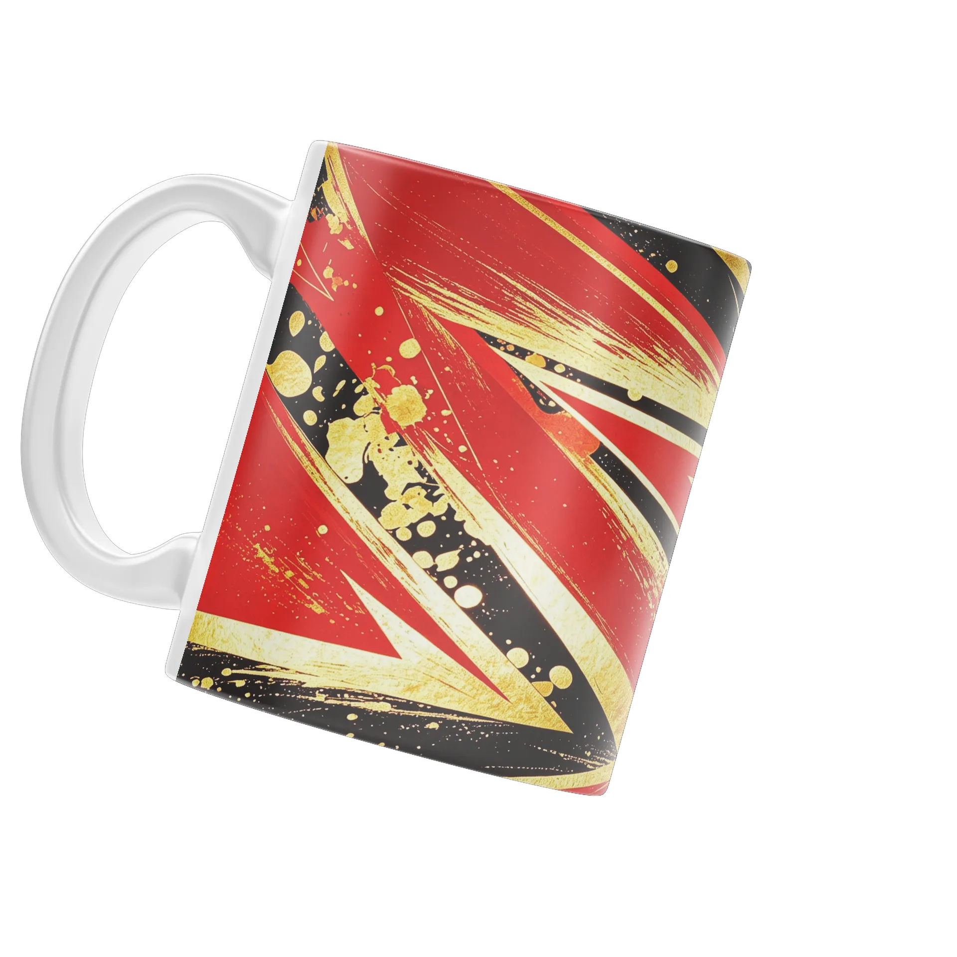 Caneca Estampa Abstrata Vermelho Dourado 325ml - Imagem 3