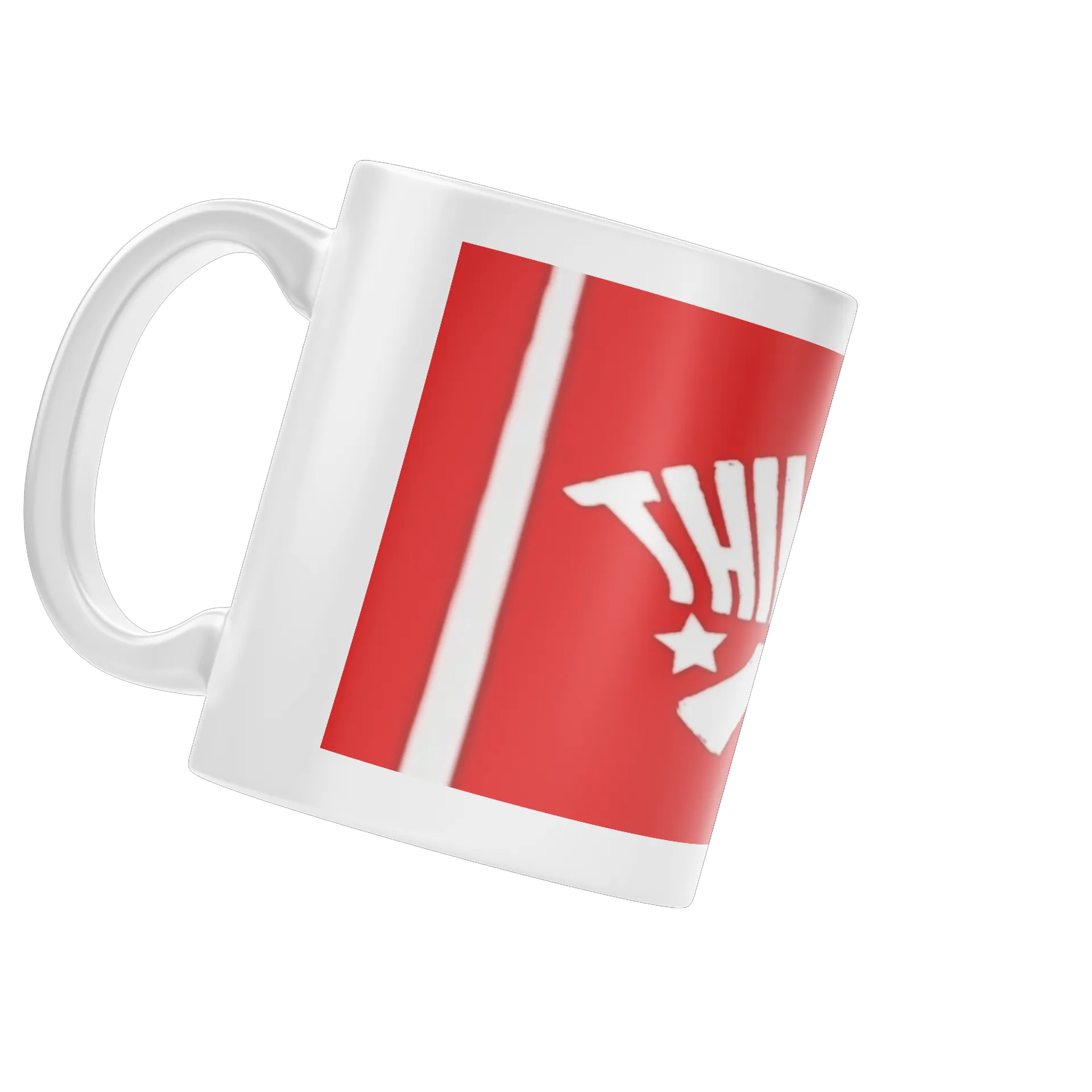 Caneca Estampa Tipográfica 'TWITCHES' Vermelha e Branca de Marco Aurélio  — imagem 3 de 4