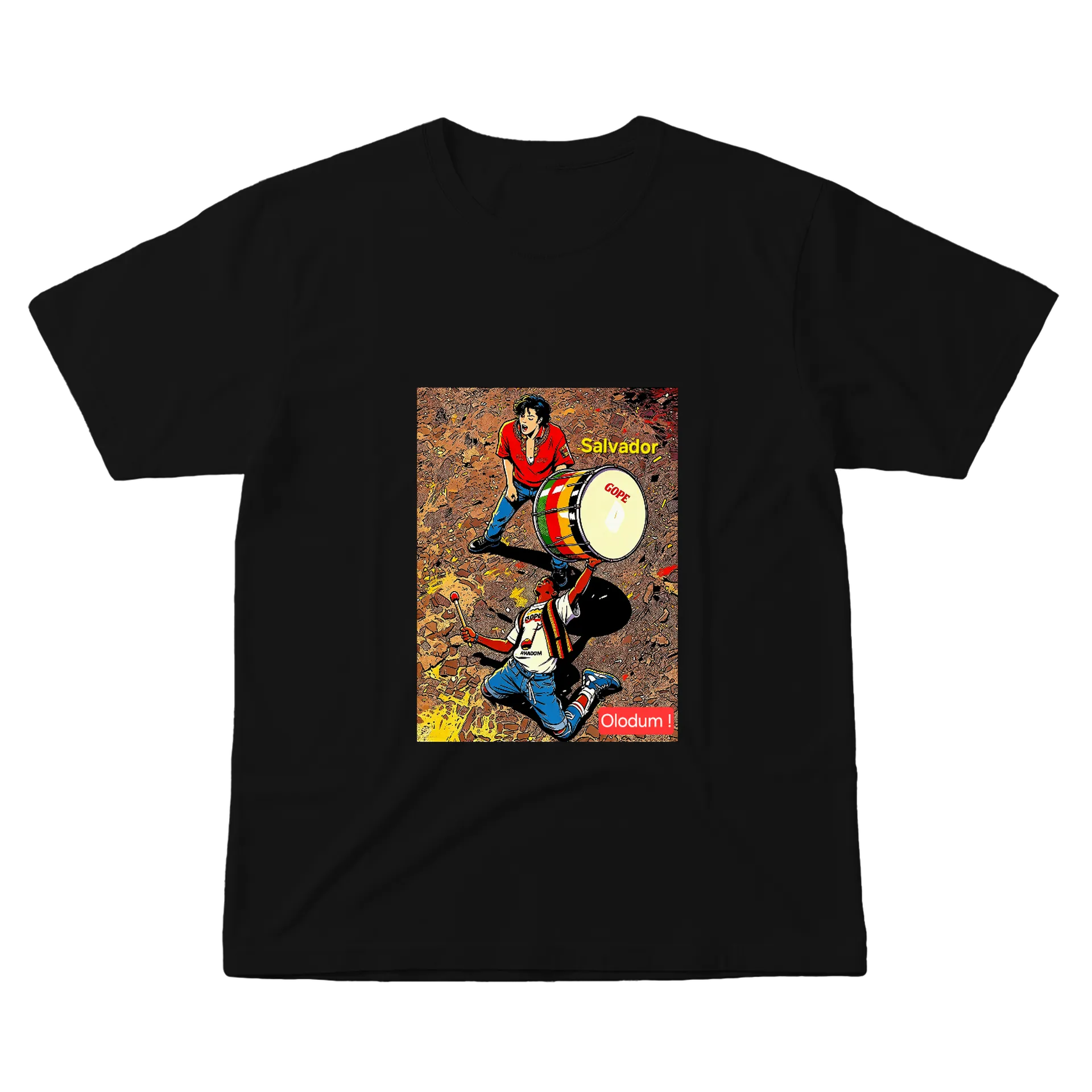 Camiseta Ilustração Olodum Salvador Tambor 100% Algodão - Imagem 1