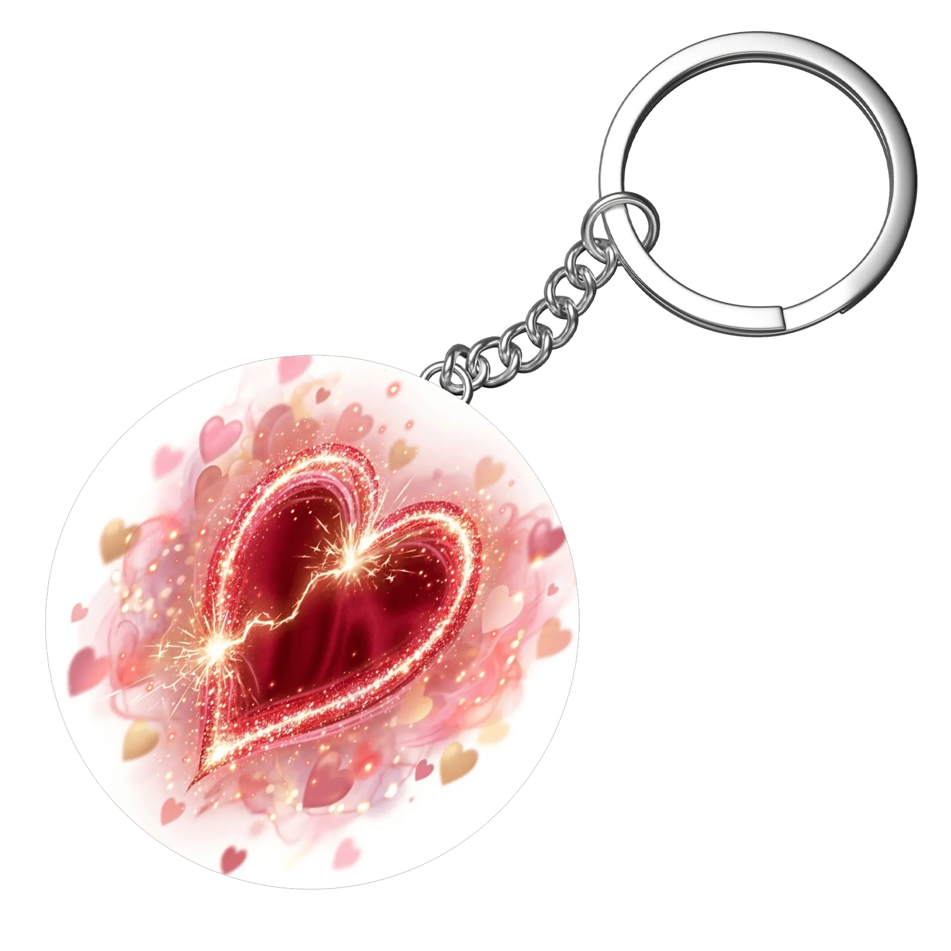 Chaveiro Coração Vermelho com Glitter MDF - Imagem 3