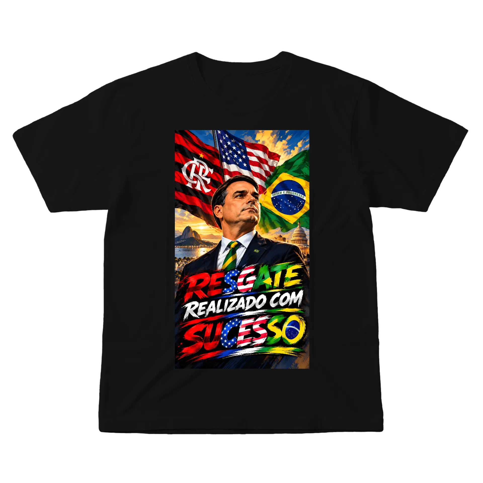 Camiseta Estampa RESGATE REALIZADO COM SUCESSO 100% Algodão - Imagem 1