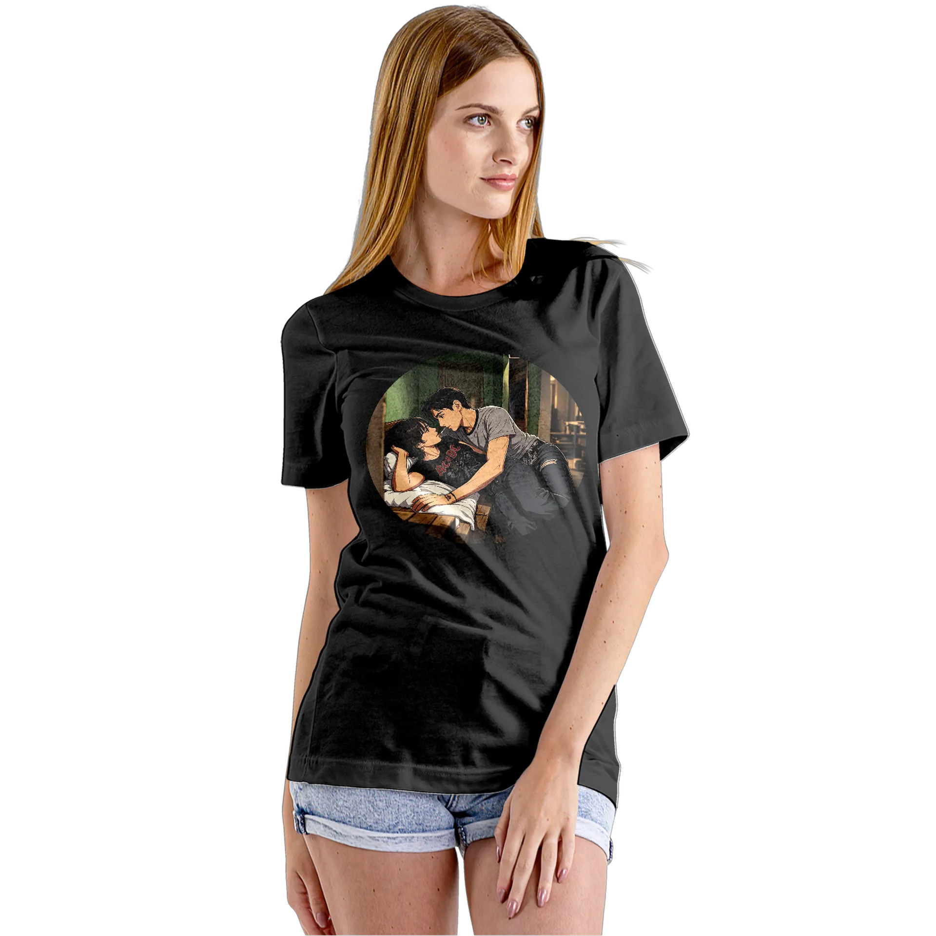Camiseta Babylook Casal Abraçado 100% Algodão - Imagem 5