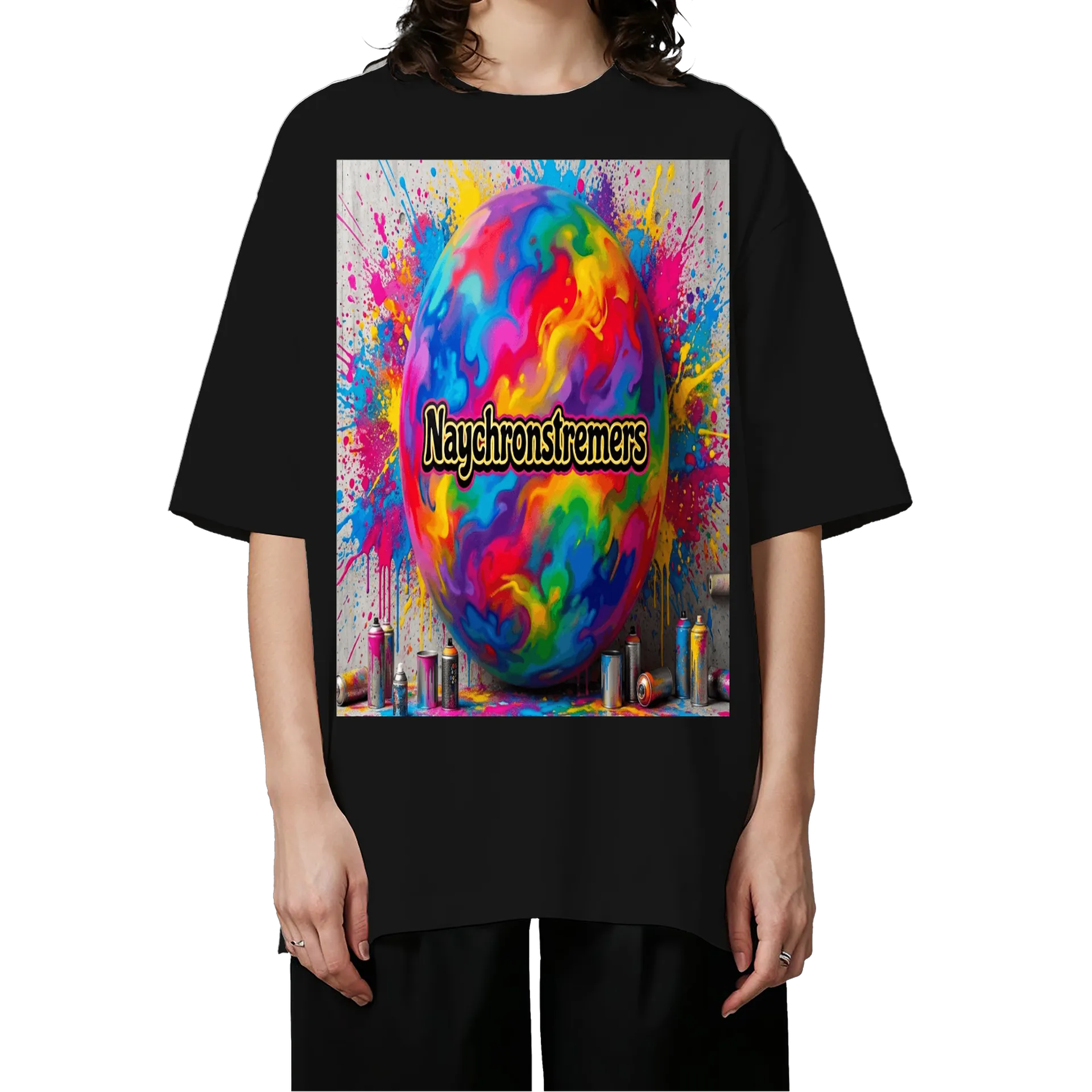 Camiseta Oversized Logotipo Naychronstreamers Estampa - Imagem 3