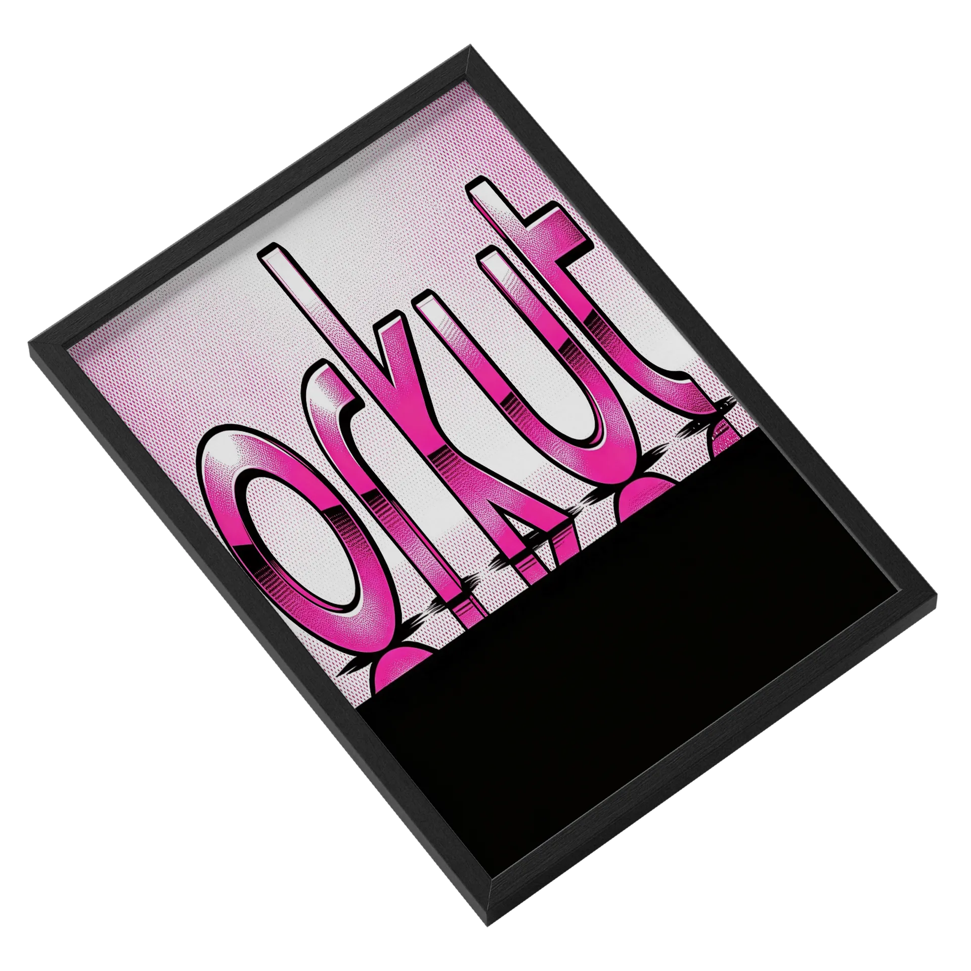 Quadro Texto Gótico Rosa A3 com Vidro MDF - Imagem 2