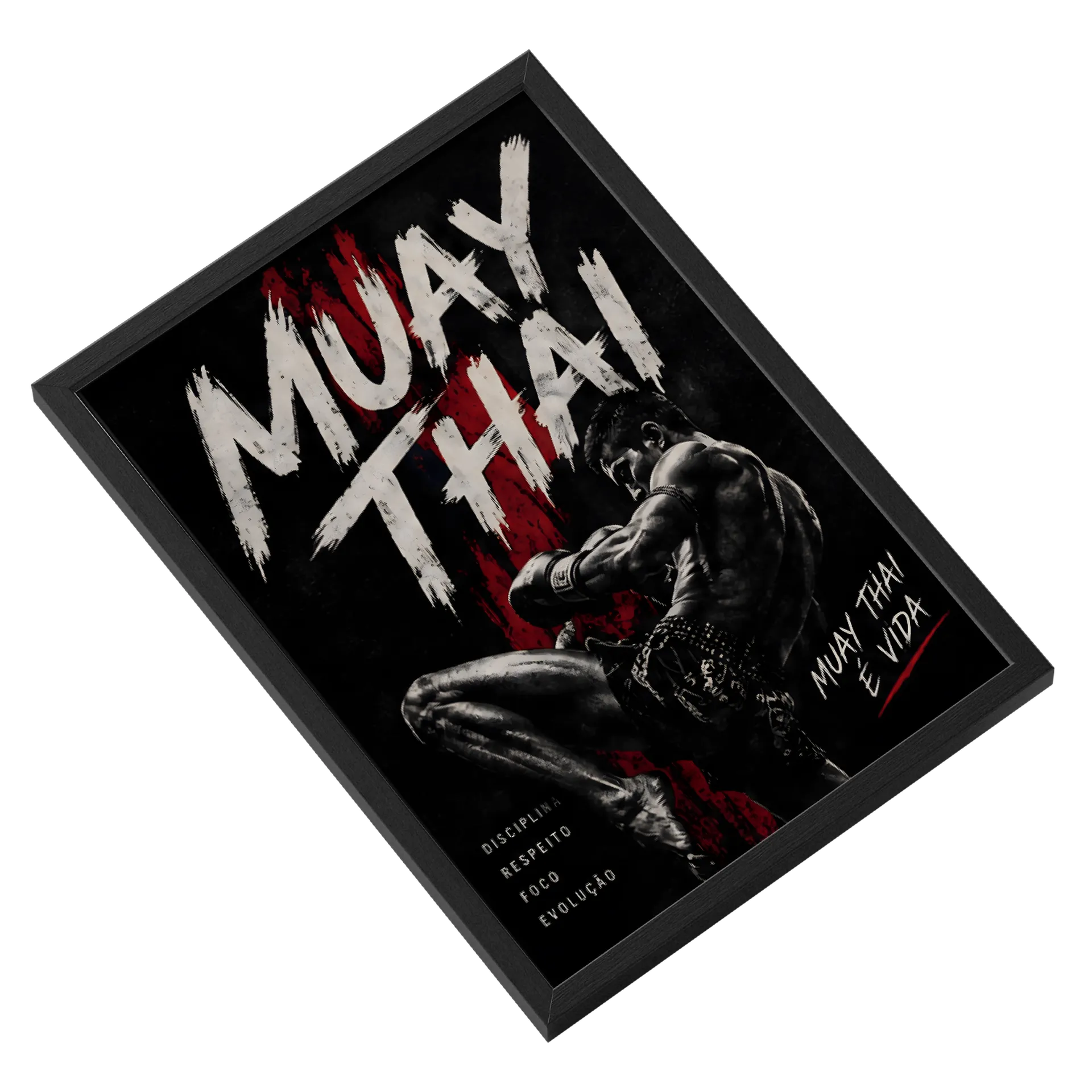 Quadro A3 Poster Muay Thai Disciplina Respeito Com Vidro - Imagem 2