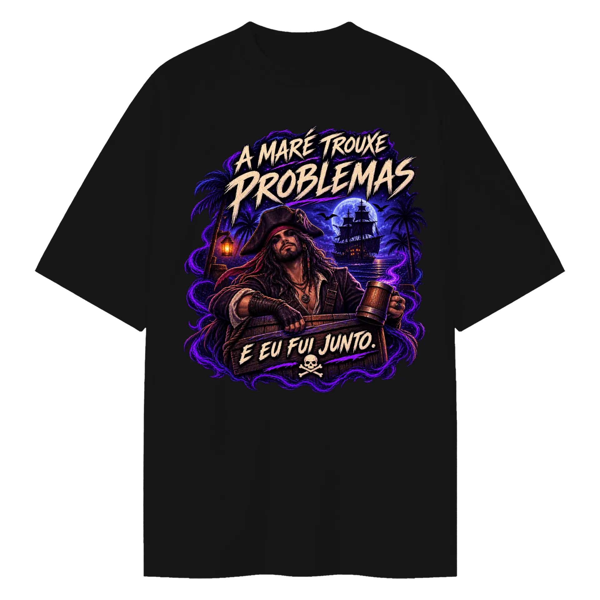 Camiseta Oversized "A Maré trouxe problemas" - Homem - Imagem 1