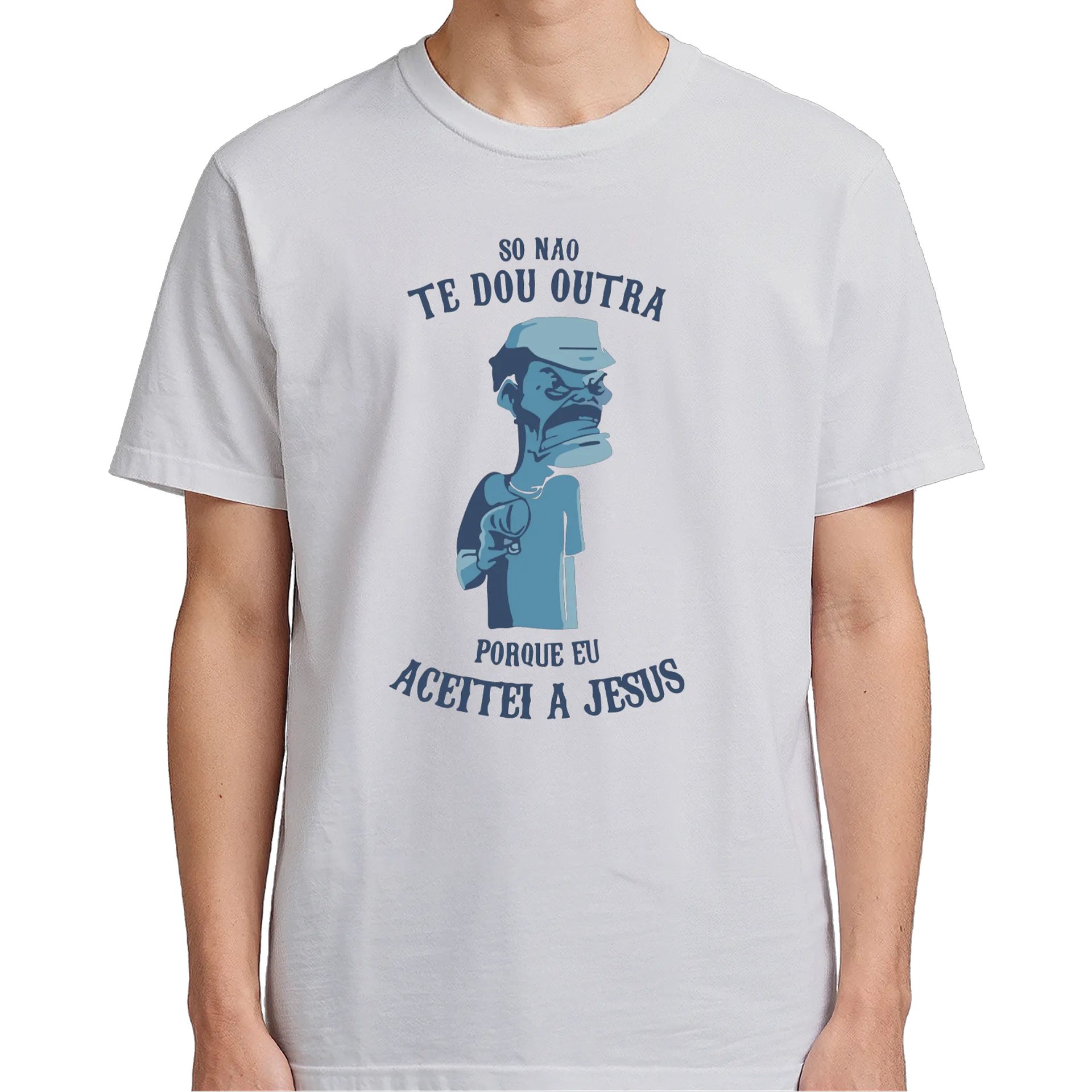 Camiseta Estampa Humorística Aceitei a Jesus 100% Algodão - Imagem 5
