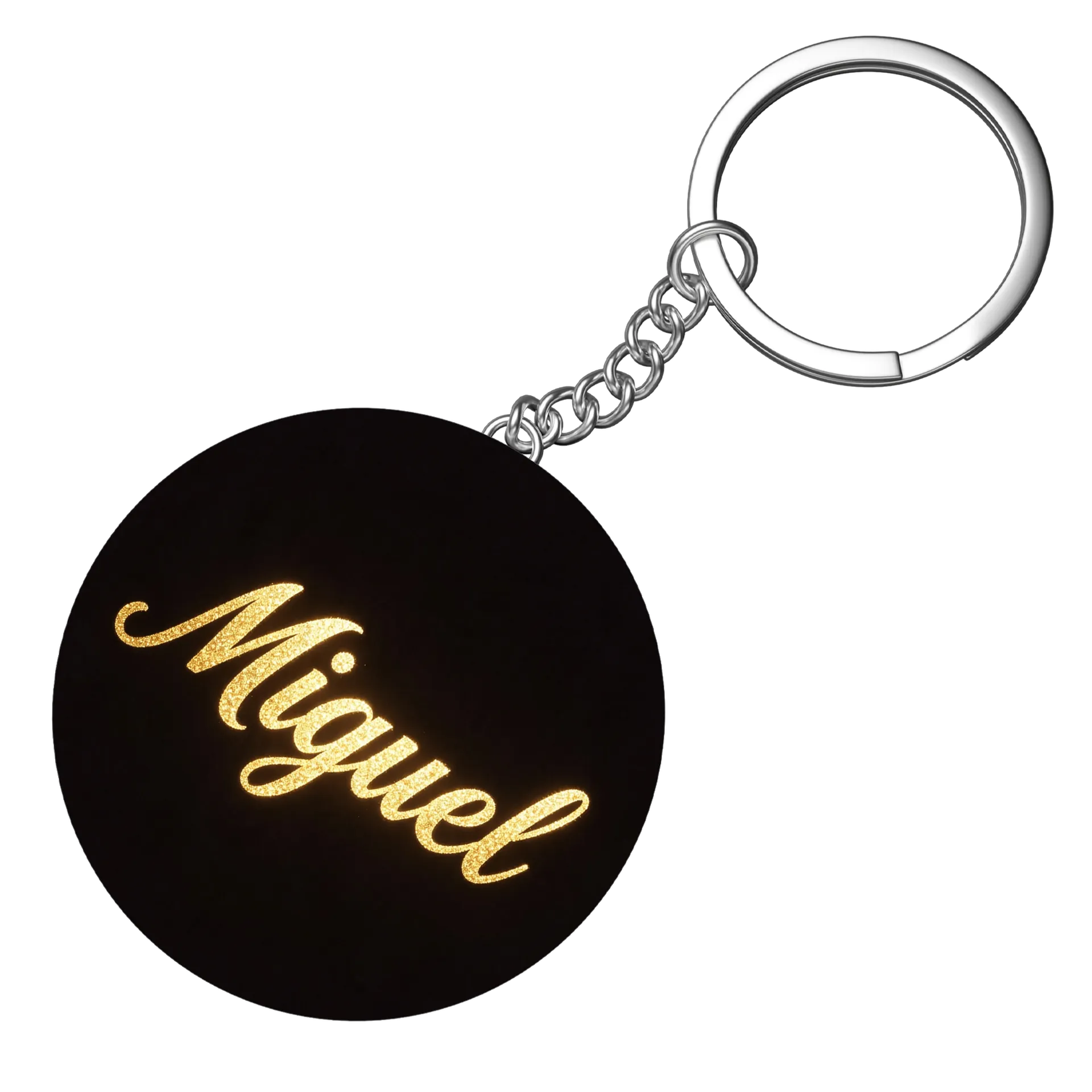Chaveiro MDF Nome Miguel Estampa Letras Douradas - Imagem 3