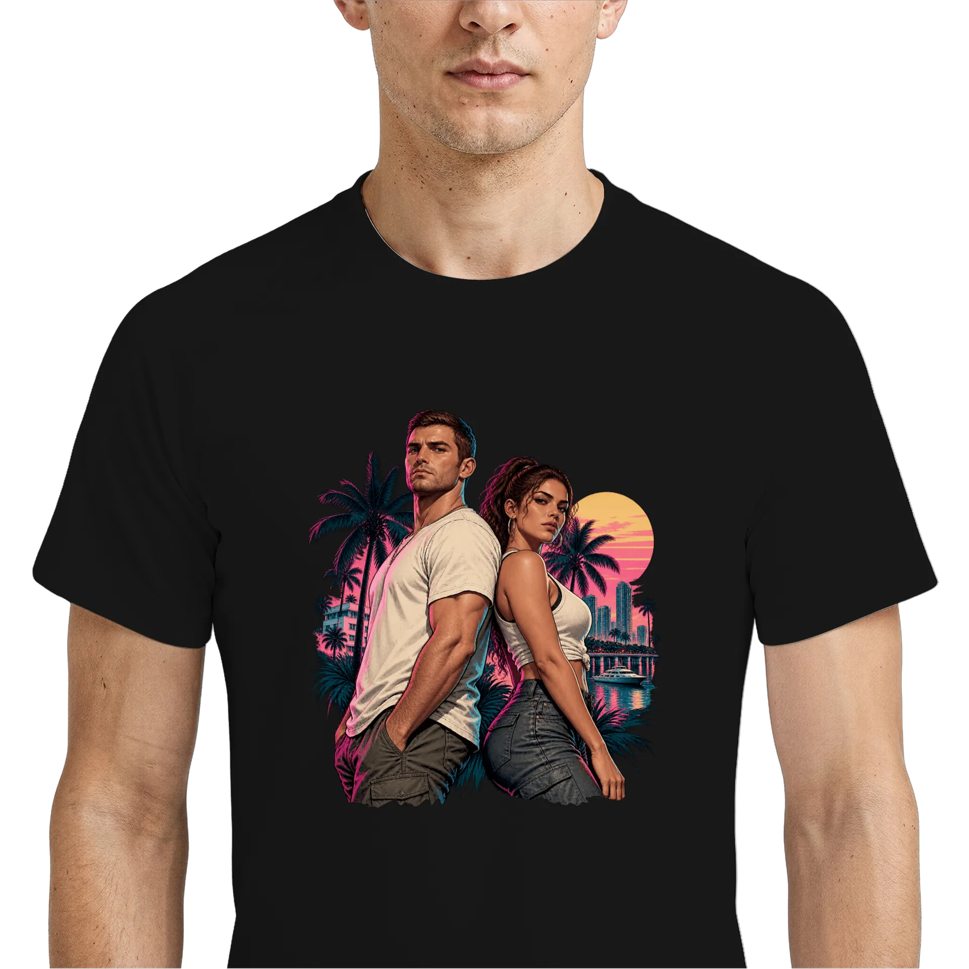 Camiseta DryFit GTA6 Jason e Lucia - Imagem 1