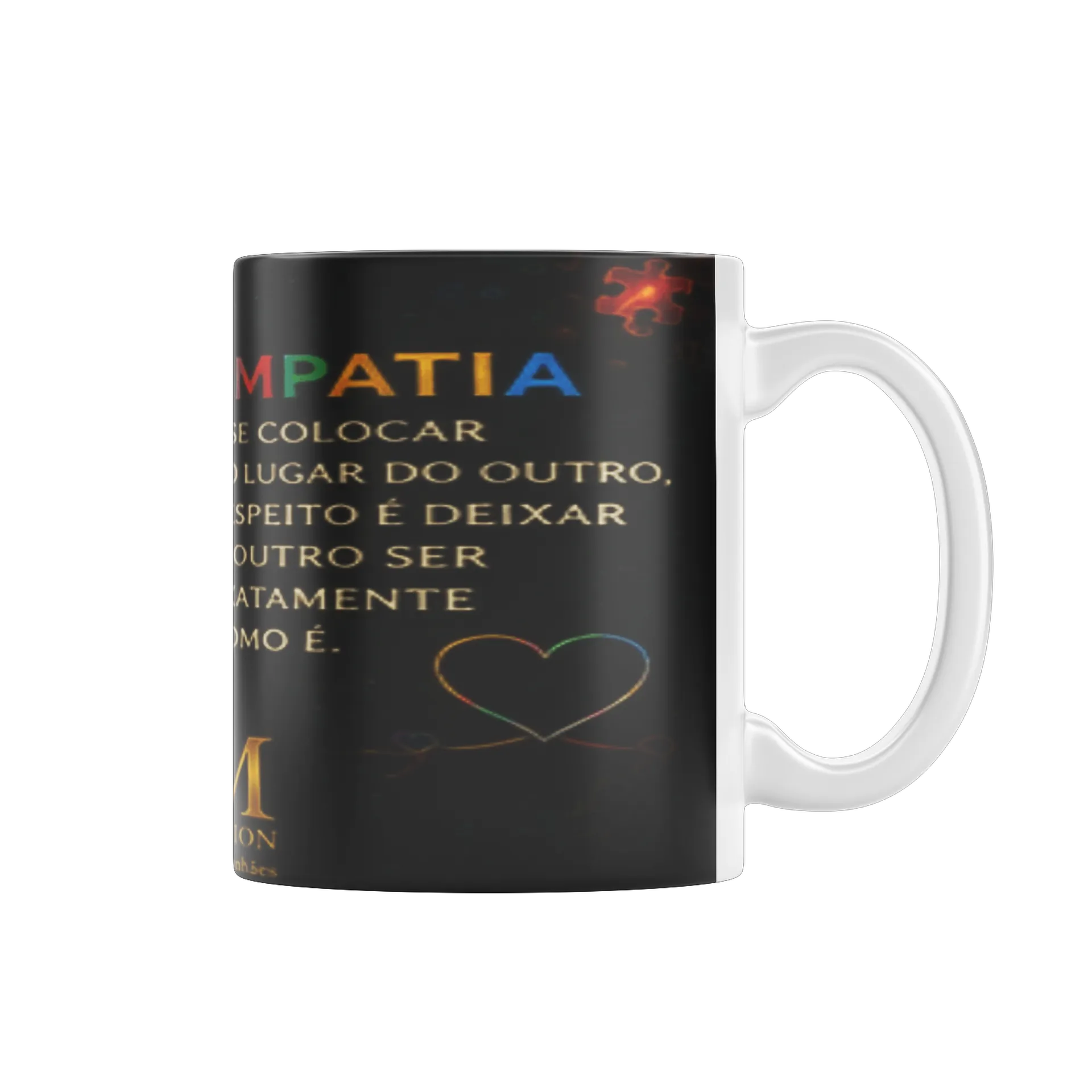 Caneca Porcelana Coração Quebra-cabeça 325ml - Imagem 1
