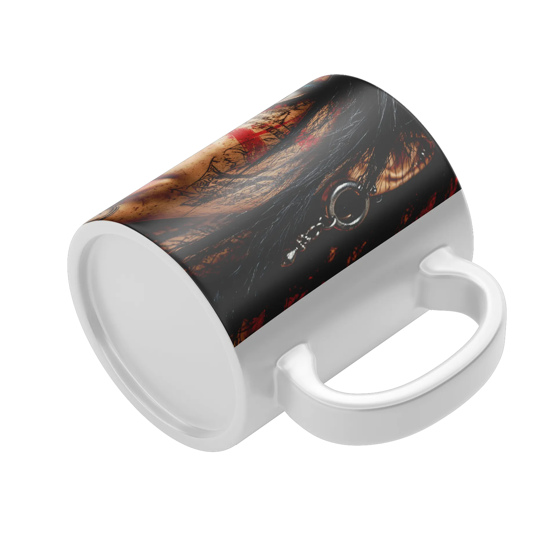 Caneca Retrato Realista Mulher Olhos Âmbar Cerâmica 325ml - Imagem 4