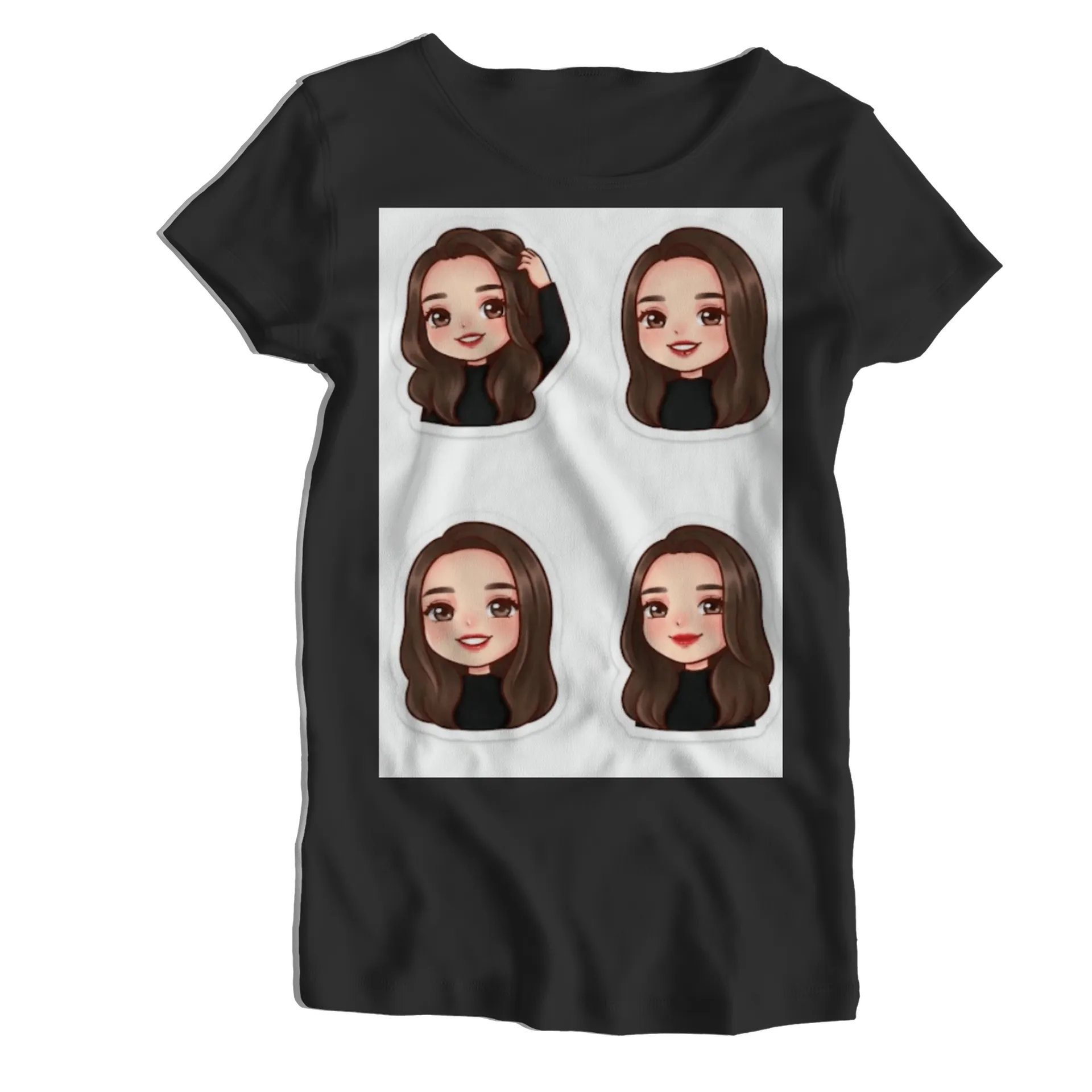Camiseta Babylook Ilustração Cartoon Mulher Cabelos - Imagem 1