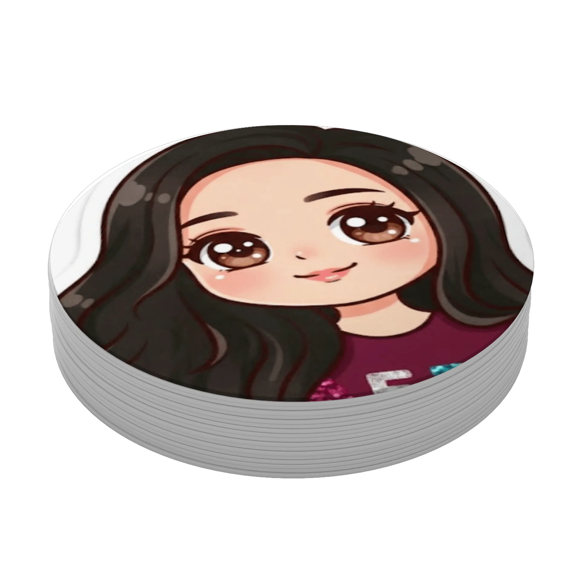 Porta-copo MDF Menina em Estilo Cartoon Colorido - Imagem 3