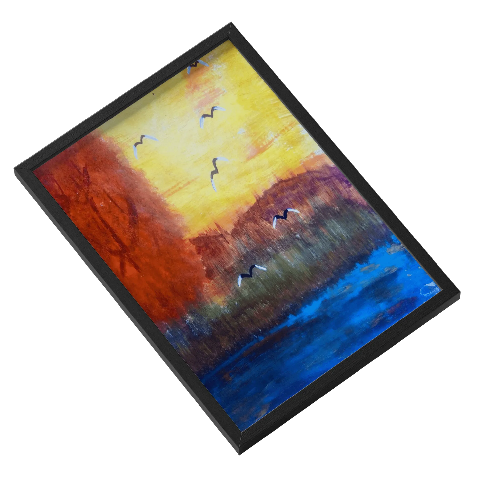 Quadro Paisagem Abstrata Aves ao Pôr do Sol A3 - Imagem 2