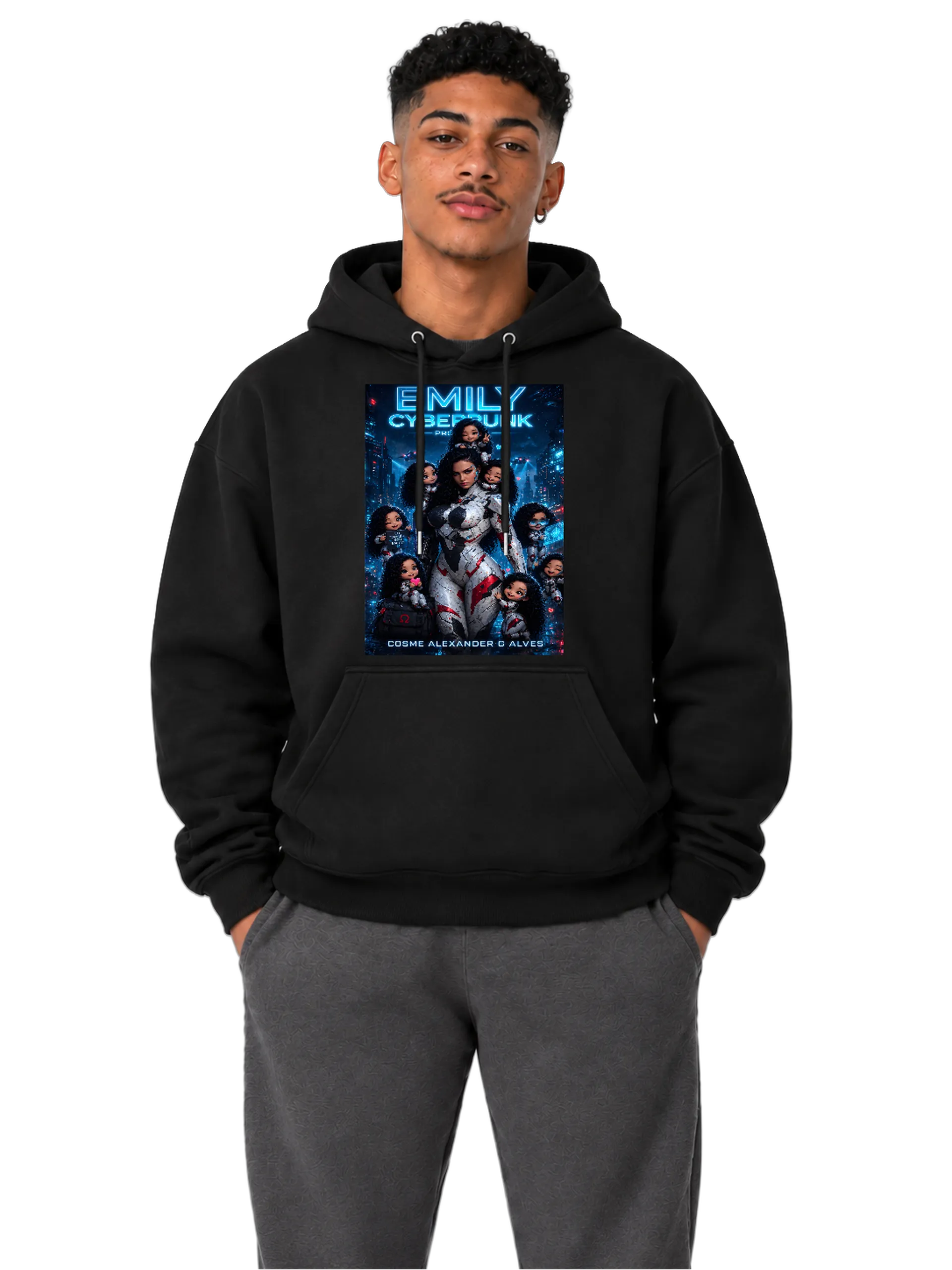 Blusa Moletom Canguru Emily Cyberpunk Estilo Anime Neon - Imagem 3
