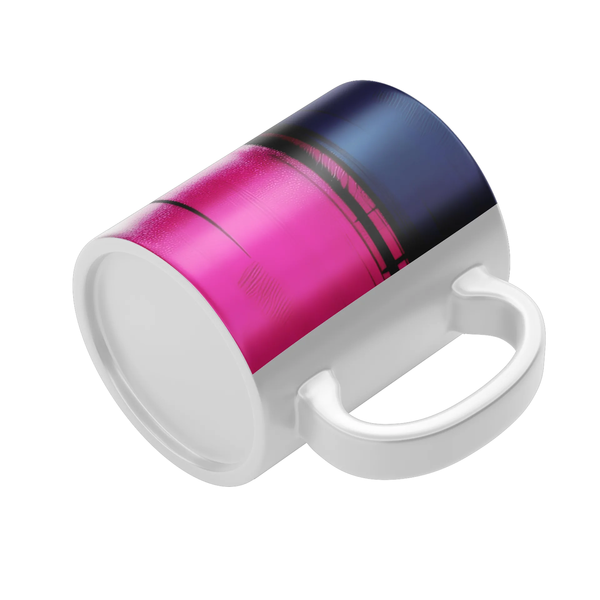 Caneca Cerâmica Abstrata Neon Pink White Blue 325ml - Imagem 4