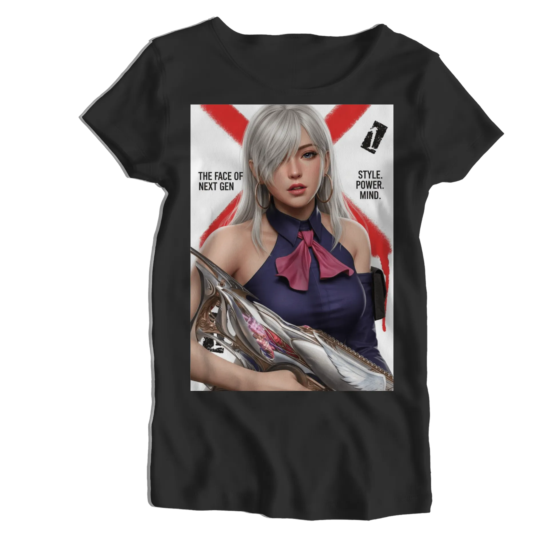 Camiseta Babylook Personagem de Cabelo Prateado 100% Algodão - Imagem 1
