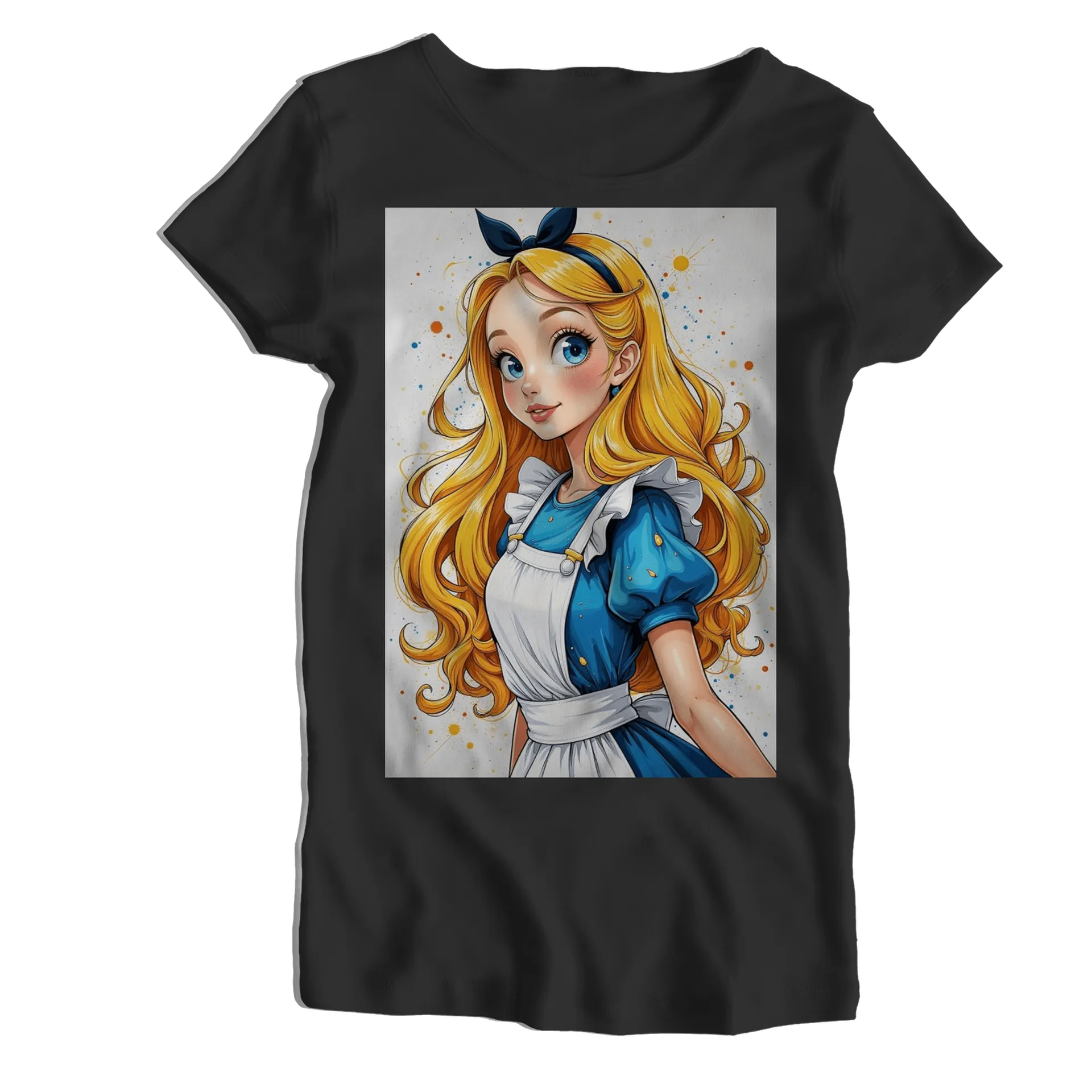 Camiseta Babylook Menina de Cabelo Loiro em Estilo Cartoon - Imagem 1