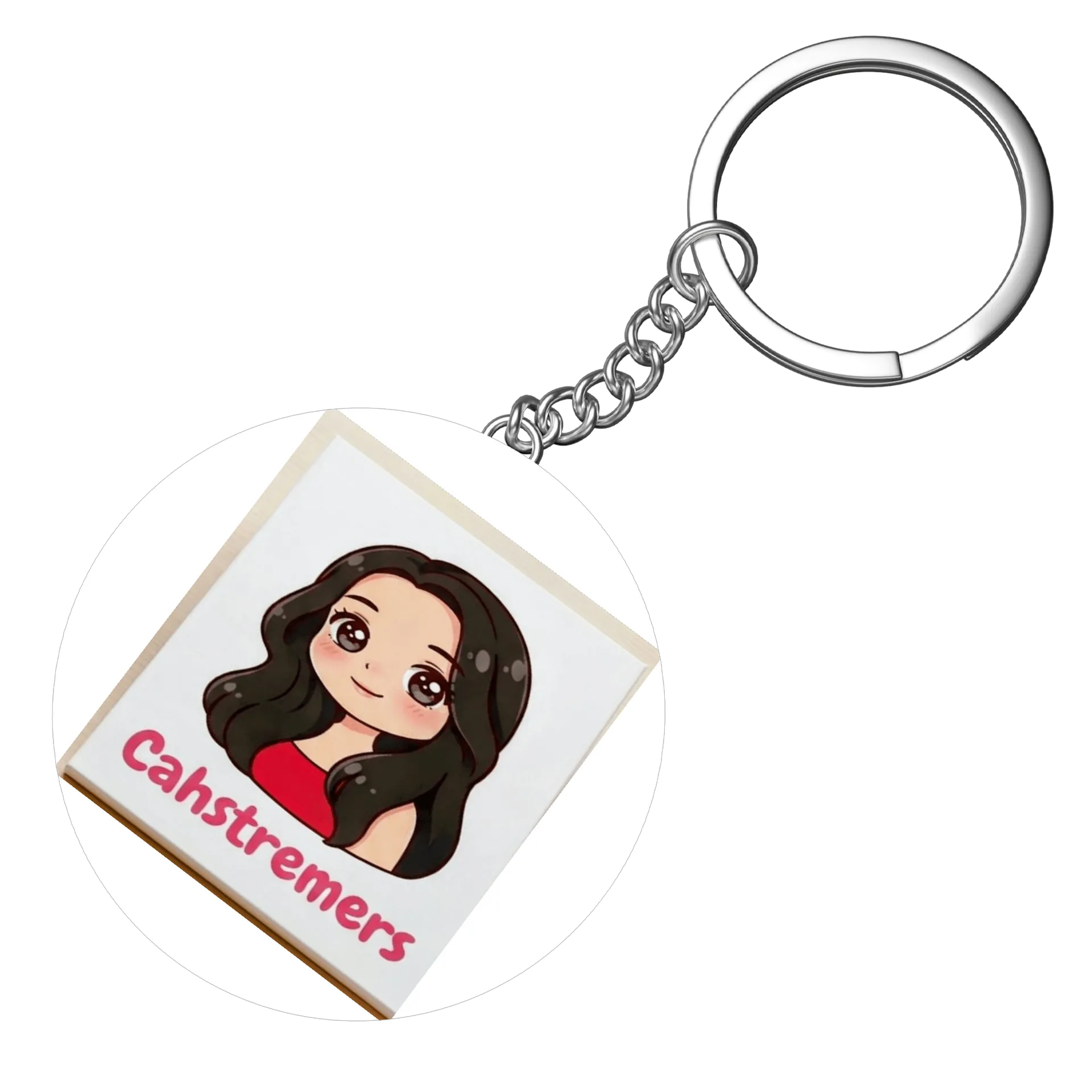 Chaveiro MDF Garota Cartoon Cahstremers Estampa Colorida - Imagem 3