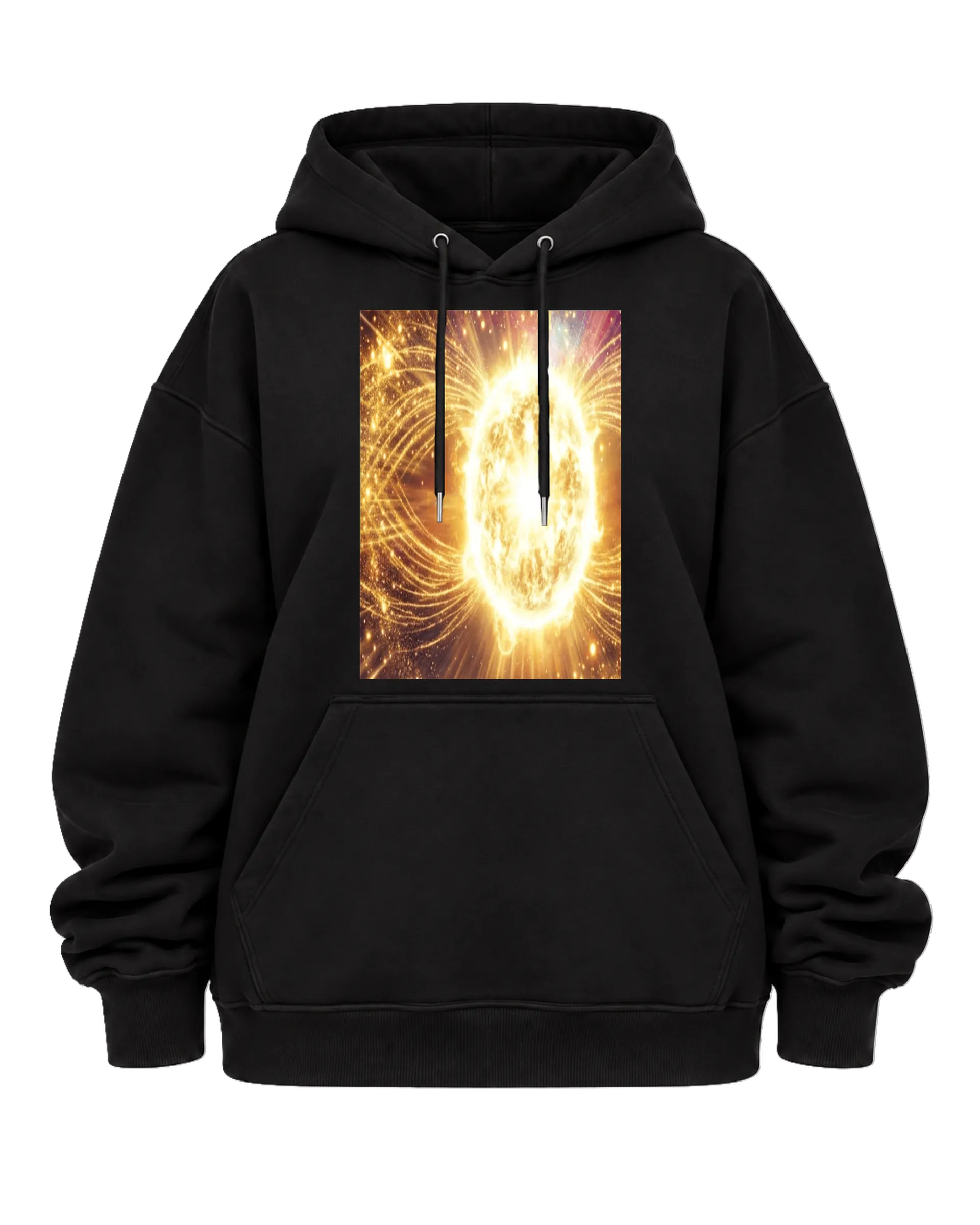 Blusa Moletom Canguru Sol Dourado Estilo Cósmico - Imagem 5